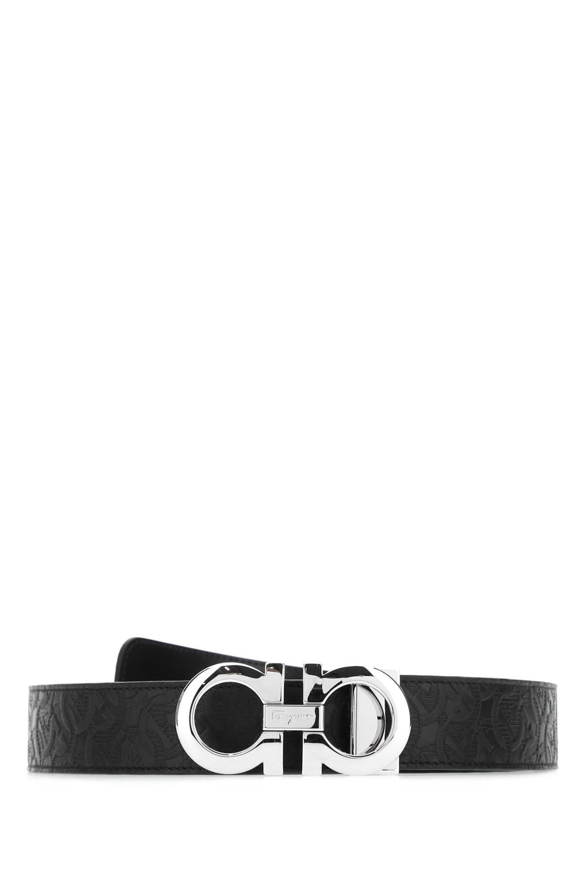 Ferragamo Black Leather Reversible Belt
