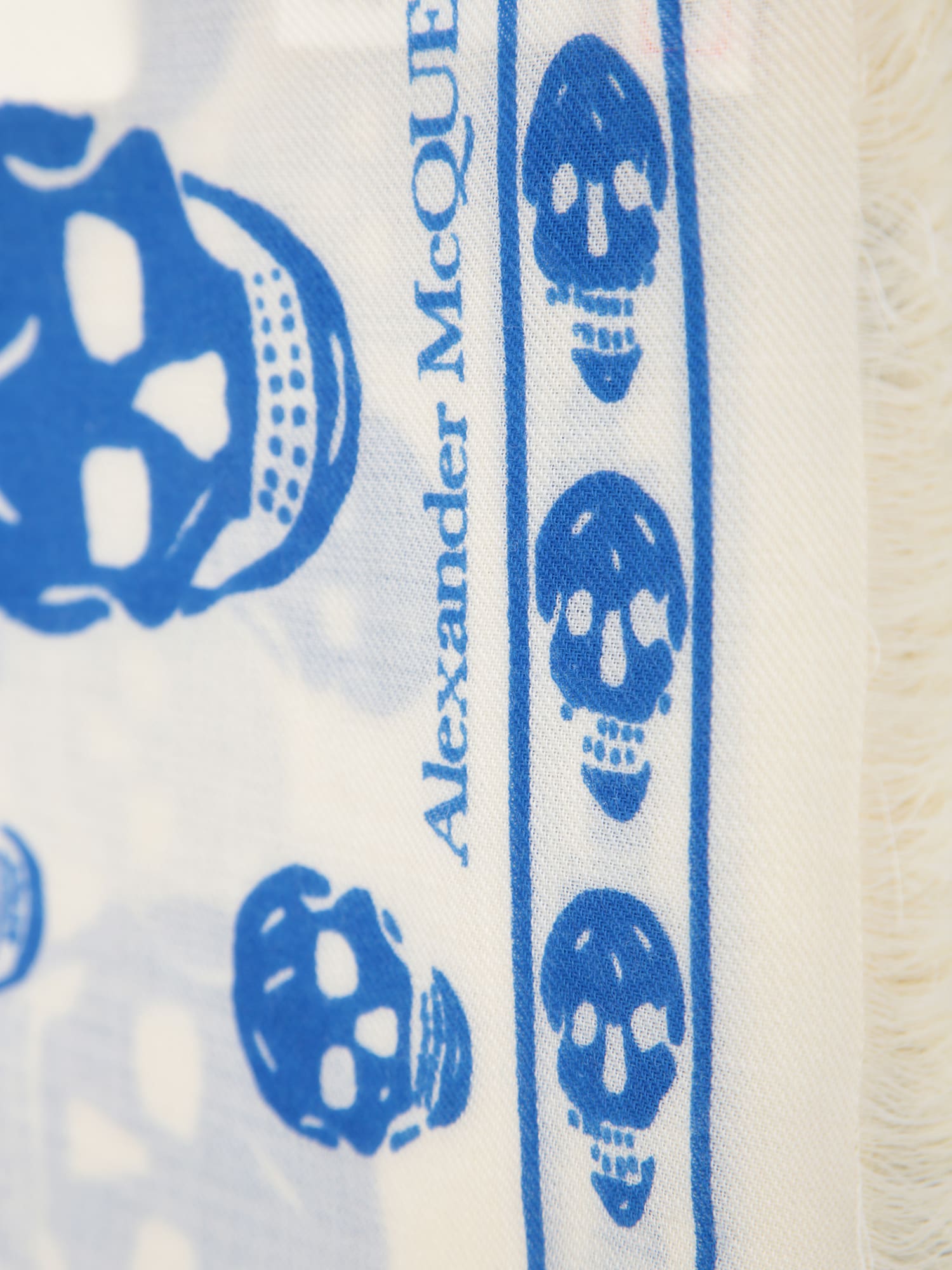Shop Alexander Mcqueen Skull Wool Scarf In Blue In White