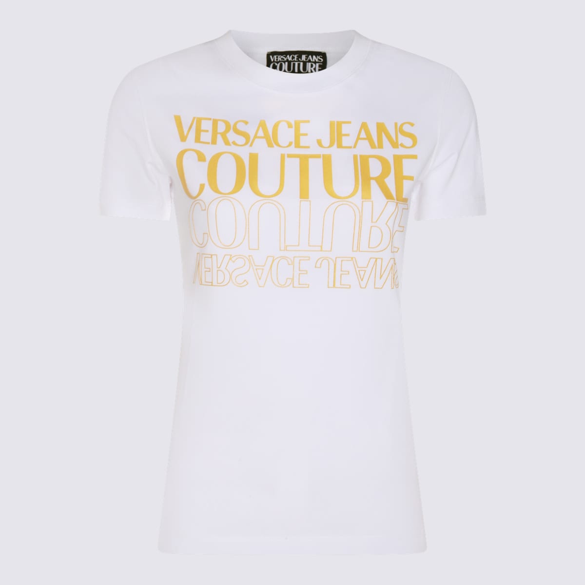 Versace Jeans Couture Upside Down-logo Cotton T-shirt In White