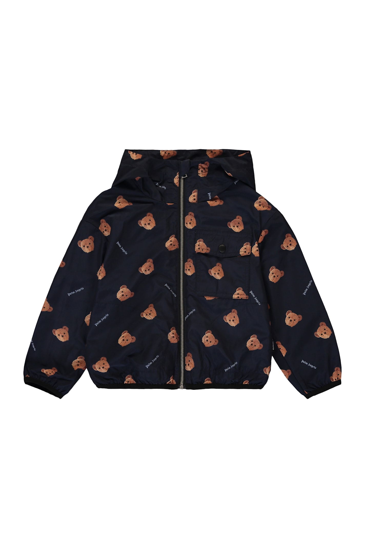 Palm Angels Technical Fabric Hooded Jacket In Blue