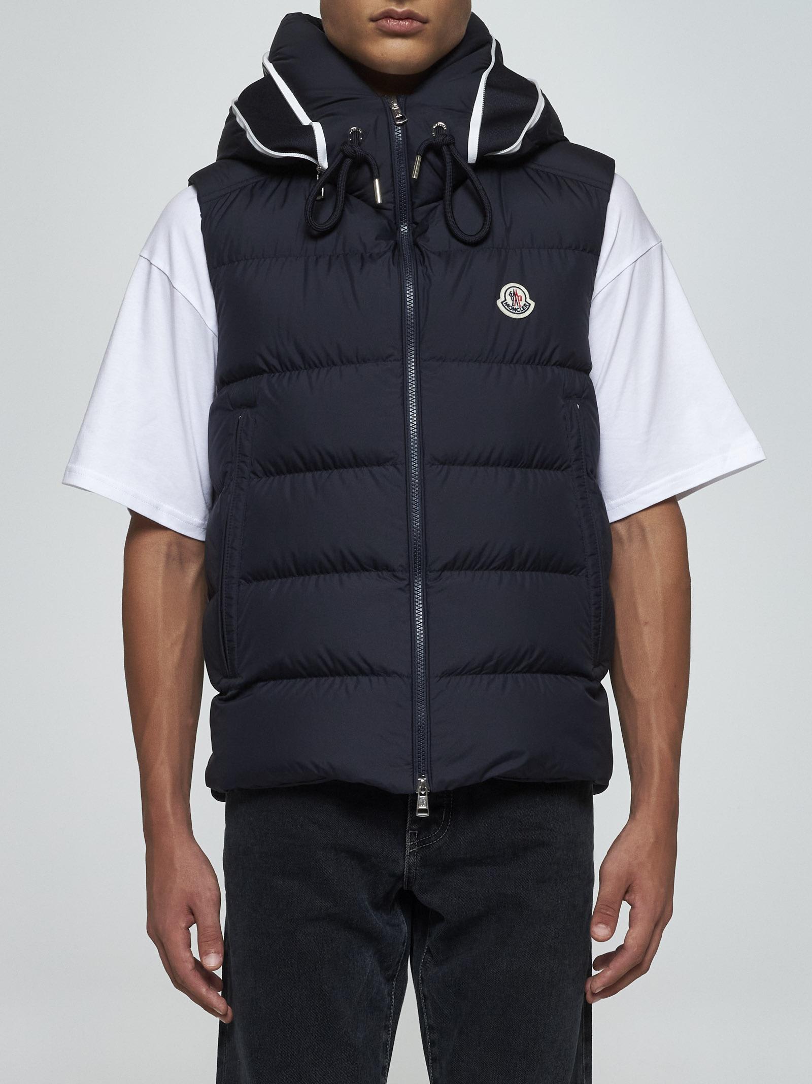 Shop Moncler Cardamine Quilted Nylon Down Vest In Blue