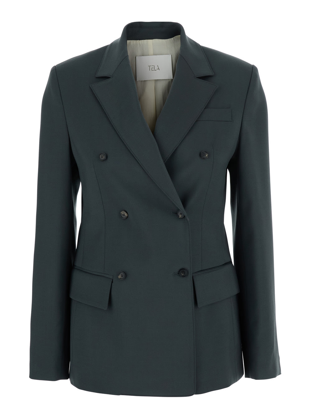 Tela Double-breasted Peak-lapel Blazer In Blue