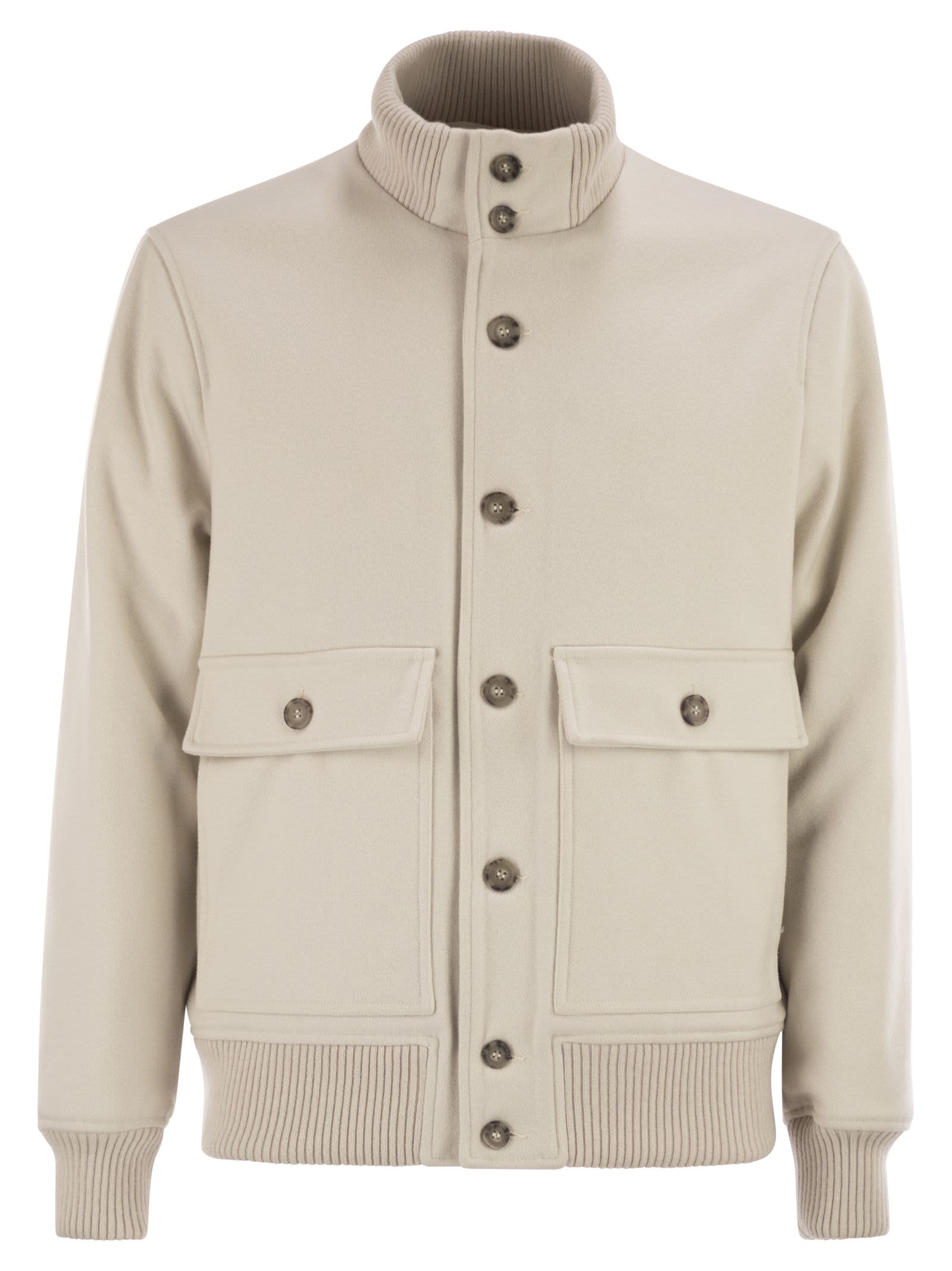 Peserico Ribbed-collar Flap-pocket Jacket In White