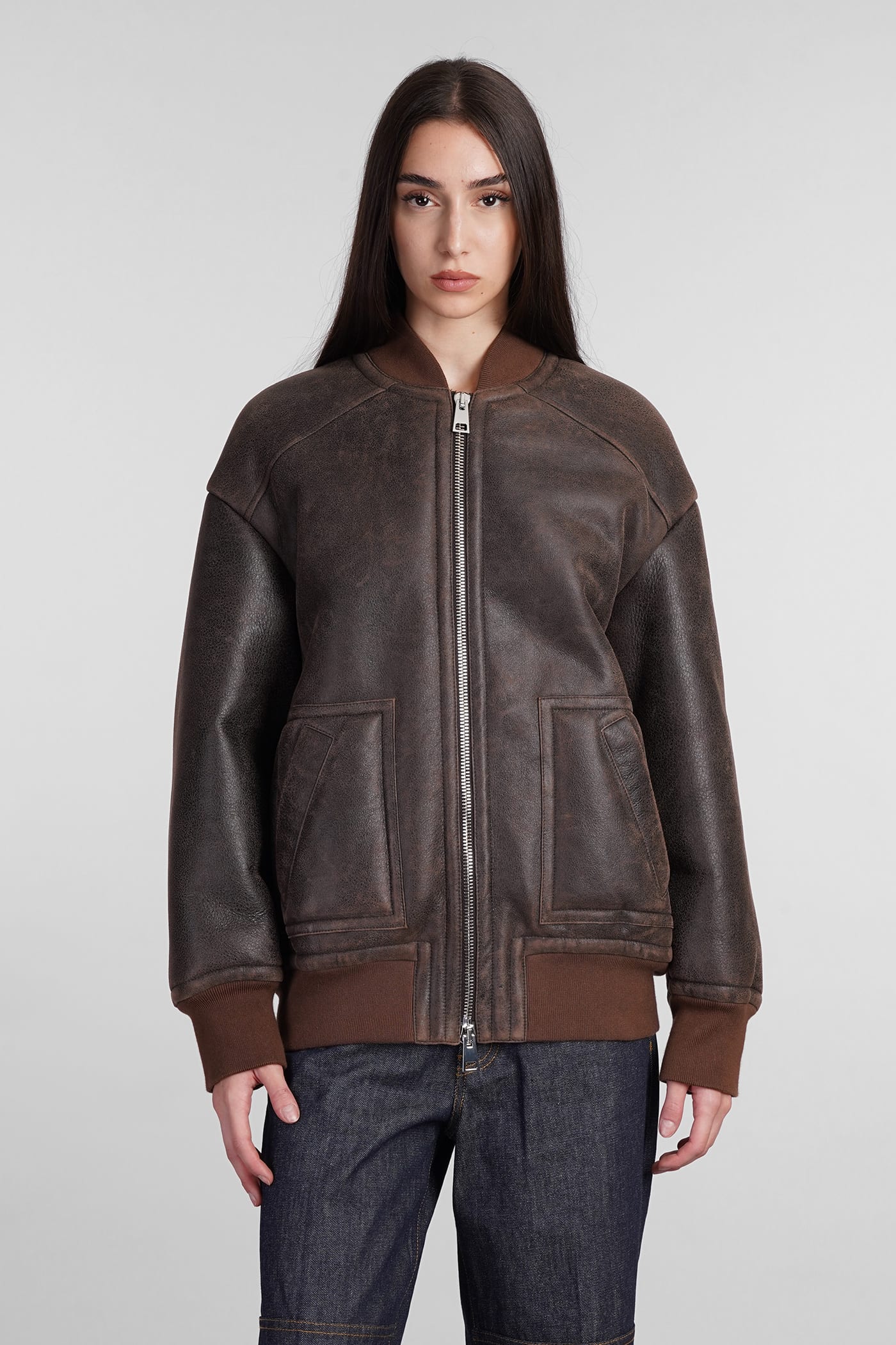 Bomber In Brown Leather