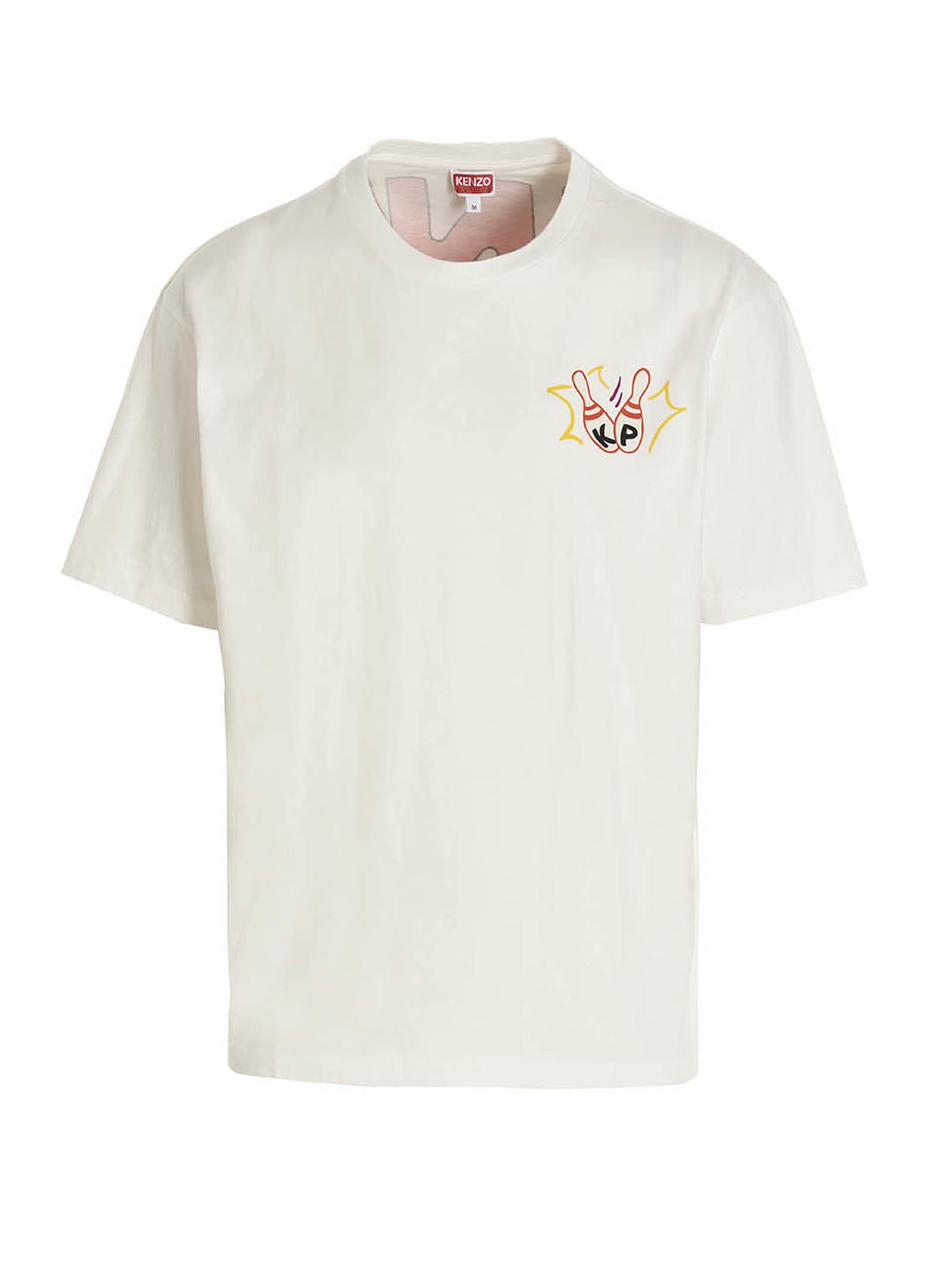 Kenzo White Oversize Bowling Team T-shirt In Cotton Man
