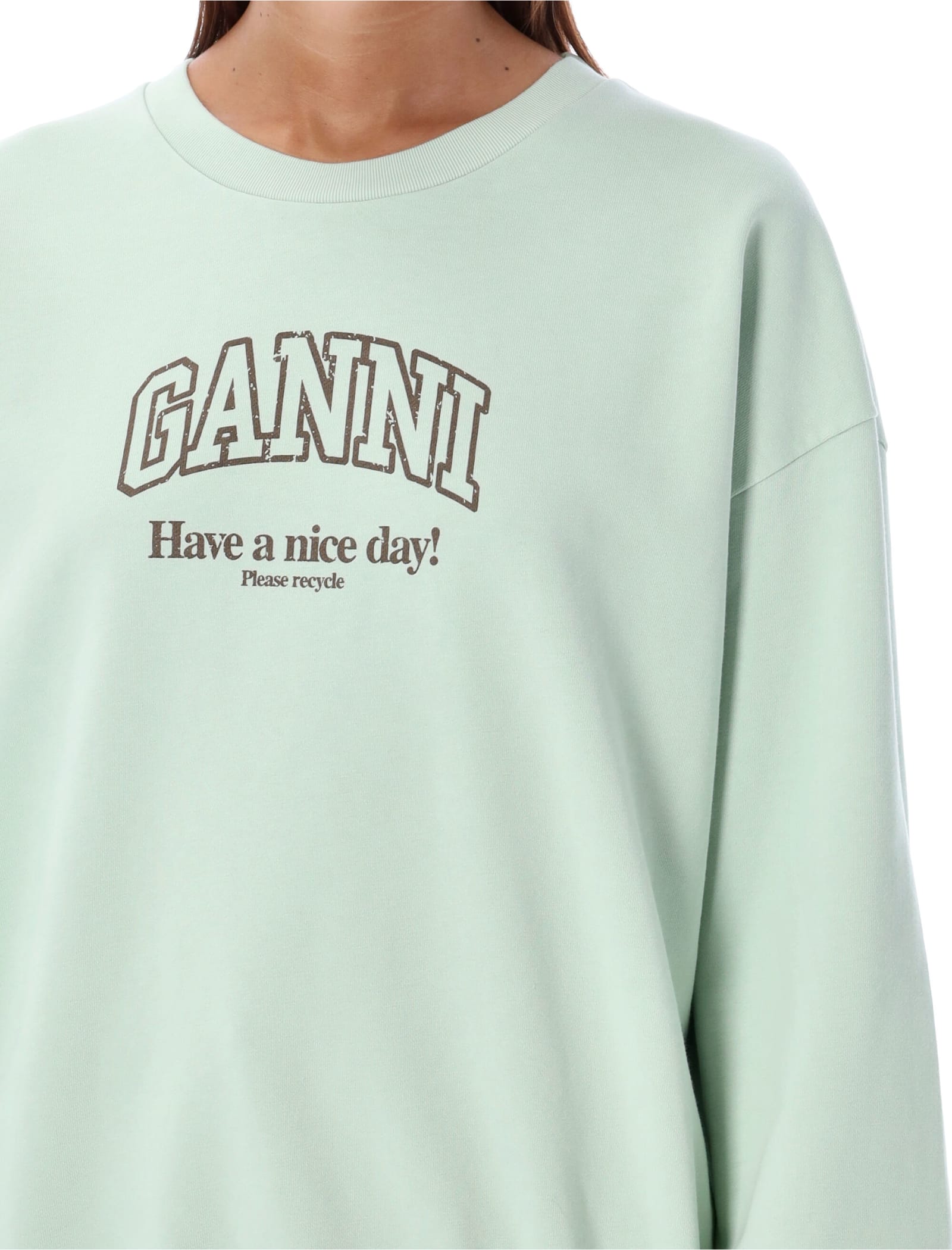 Shop Ganni Oversized Sweatshirt In Aqua Foam