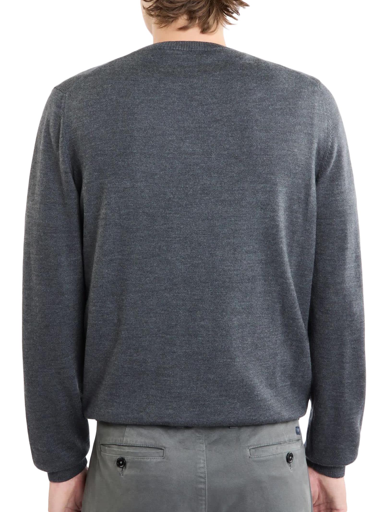 Shop Fay Jumper In Grey Merinos Wool Knit