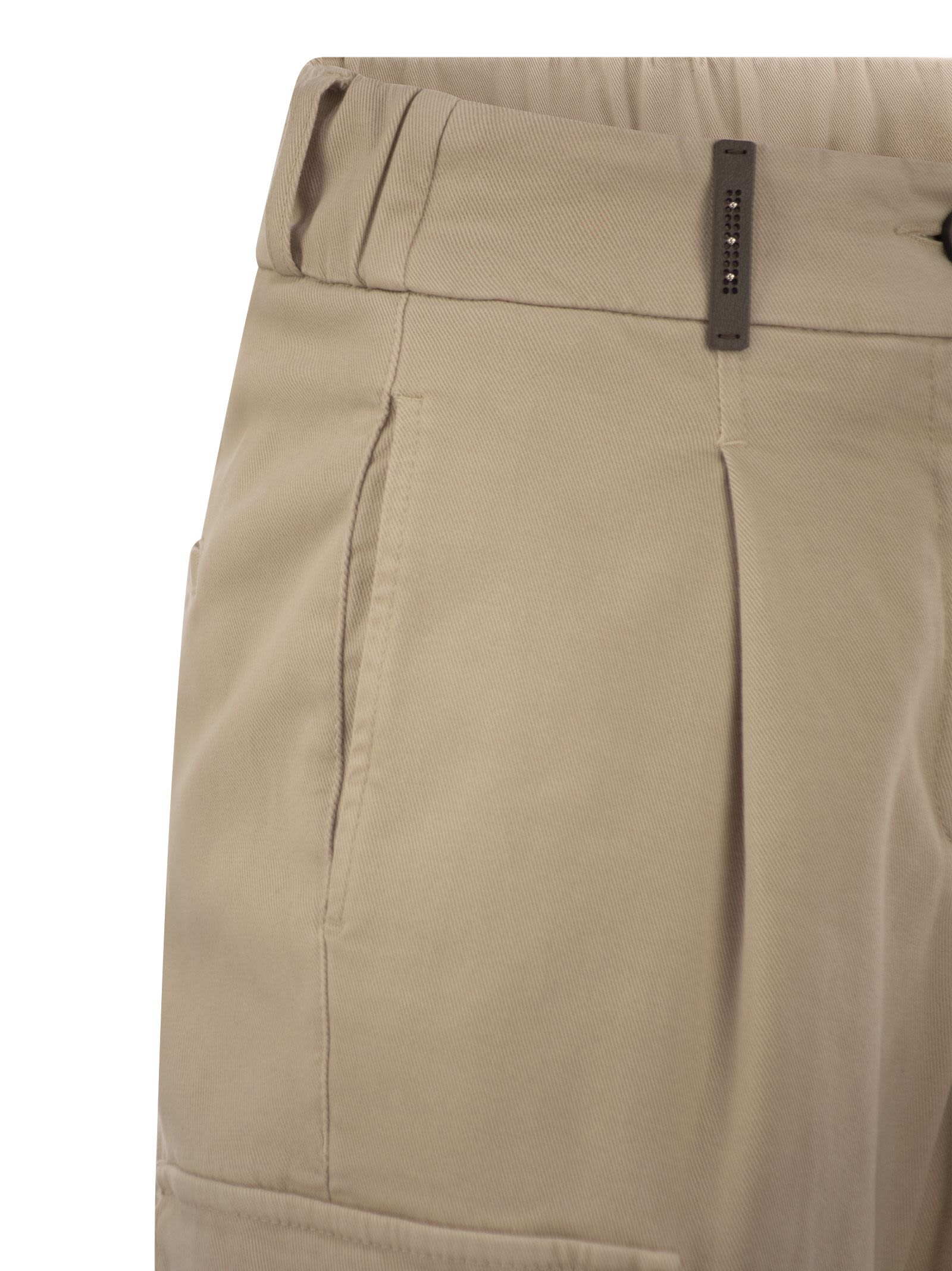 Shop Peserico Cargo Carrot Trousers In Cotton Gabardine In Light Brown