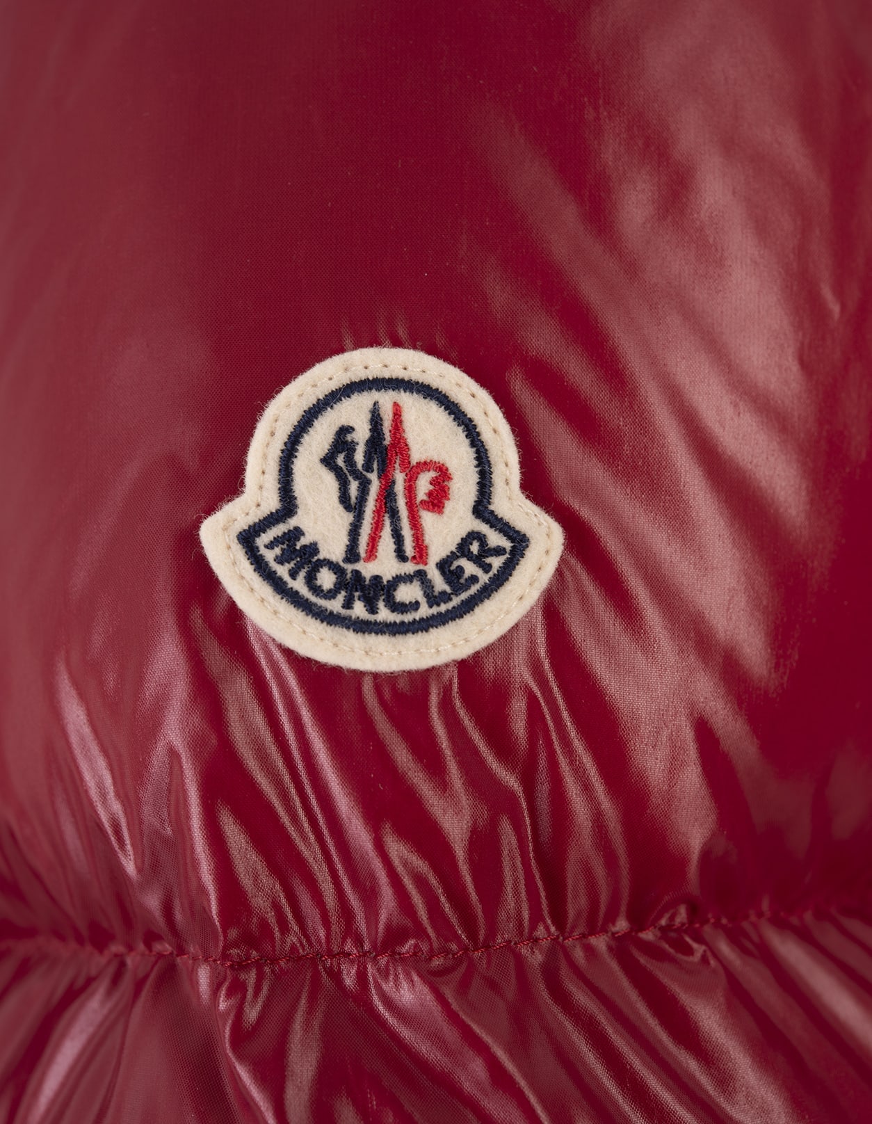 Shop Moncler Red Abbadia Short Down Jacket