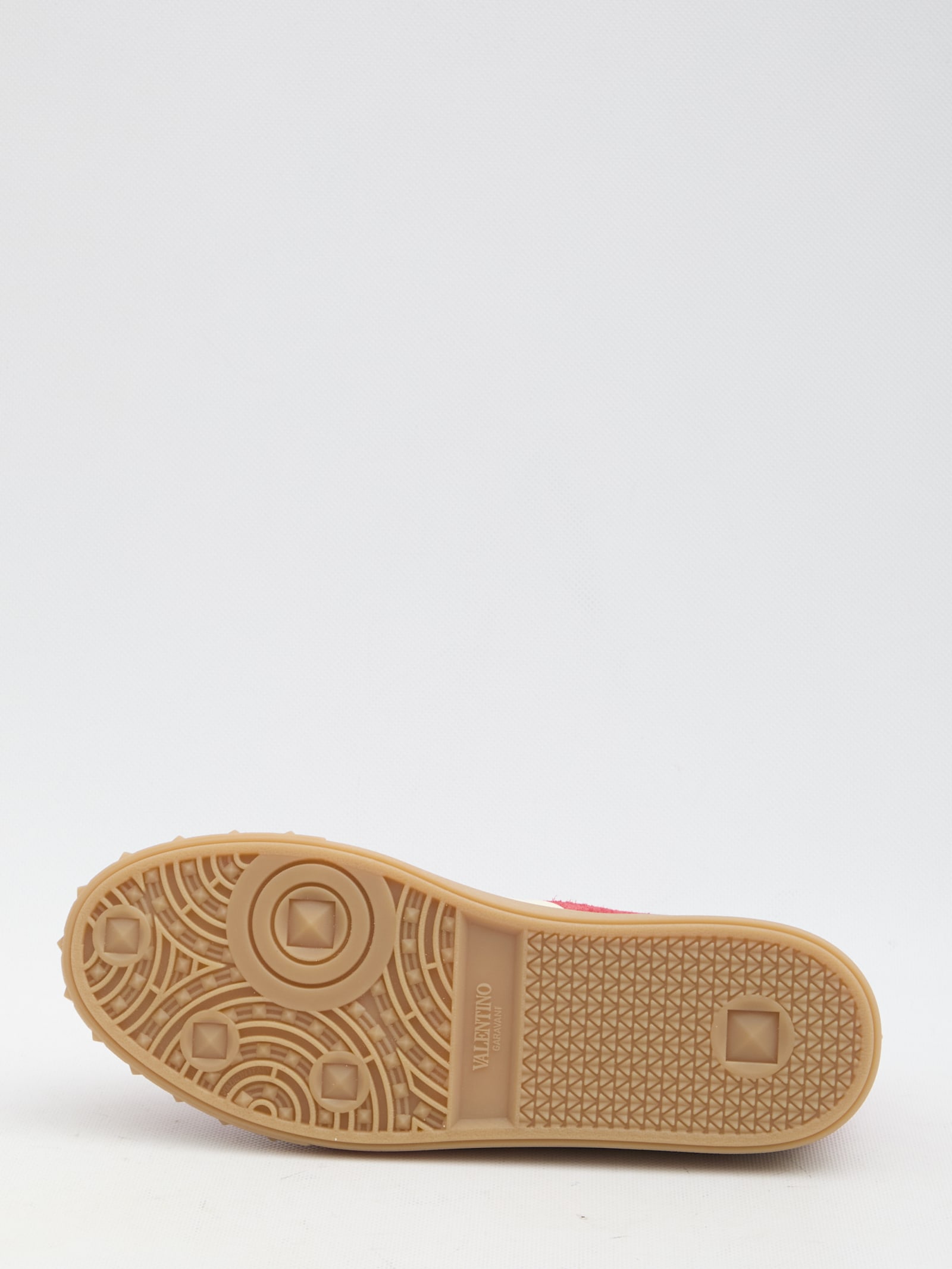 Valentino Garavani Upvillage Low Top Trainer In Split Leather And Calfskin Nappa Leather In Red