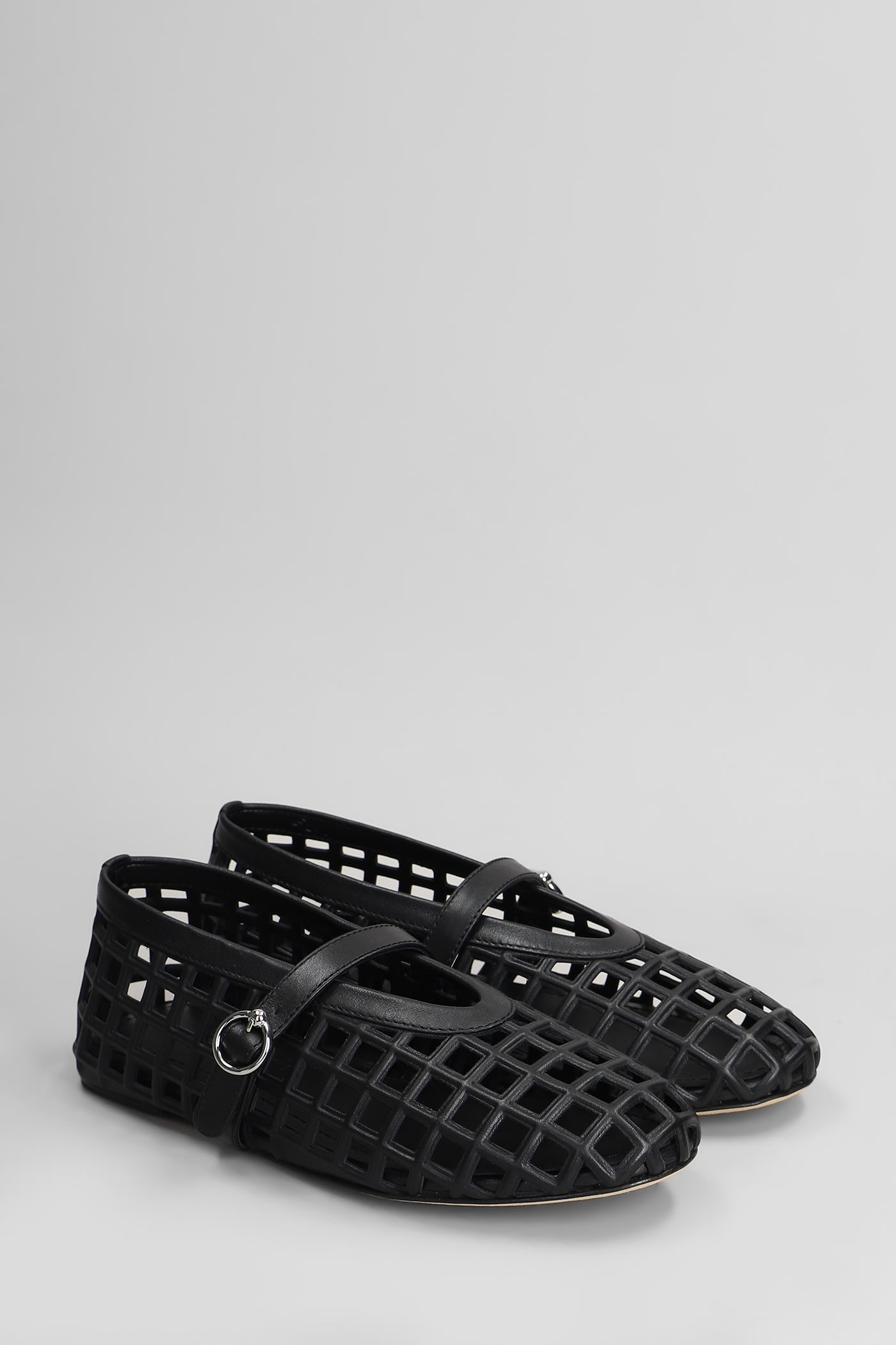 3juin Gwen 005 Ballet Flats In Black Leather In Black
