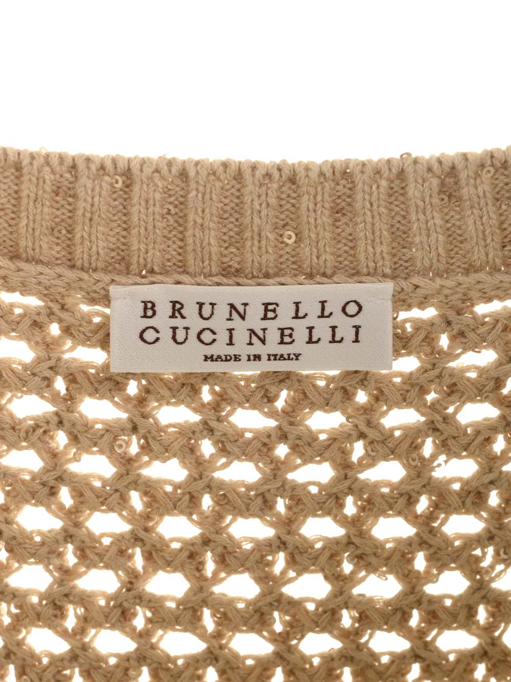 Shop Brunello Cucinelli Sparkling Net Sleeveless Top In Camel Chiaro