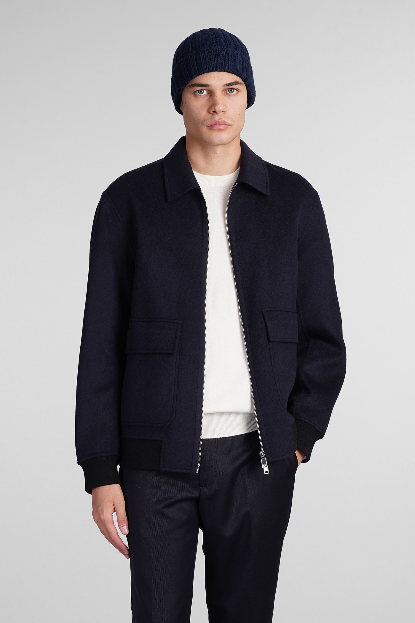 Sean Df Al New Divid Casual Jacket In Blue Wool