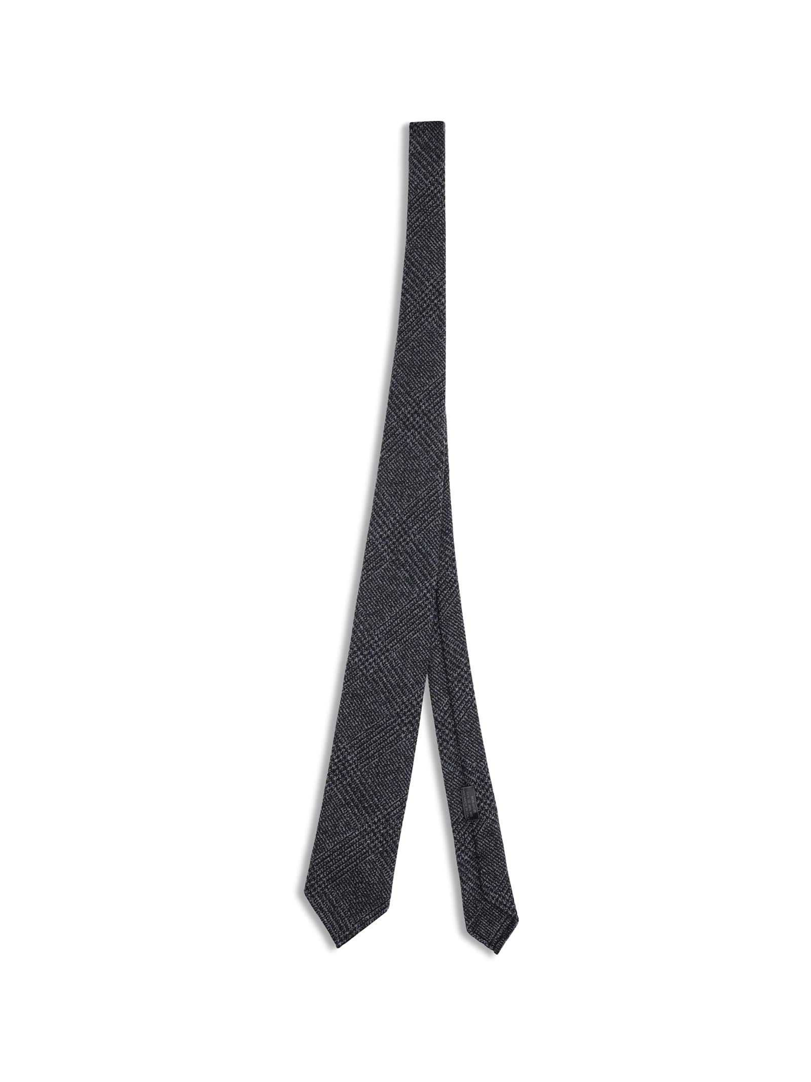 Brioni Glen-plaid Silk-cashmere Tie In Gray