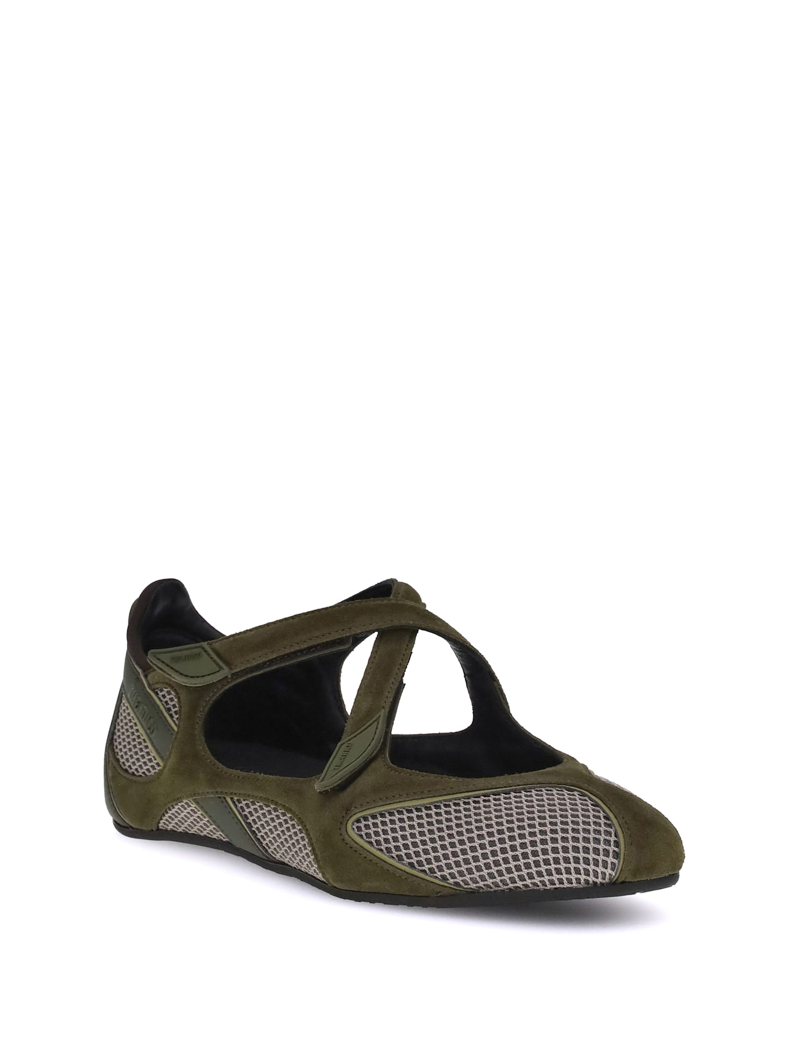 Attico Nomad Ballerinas In Green