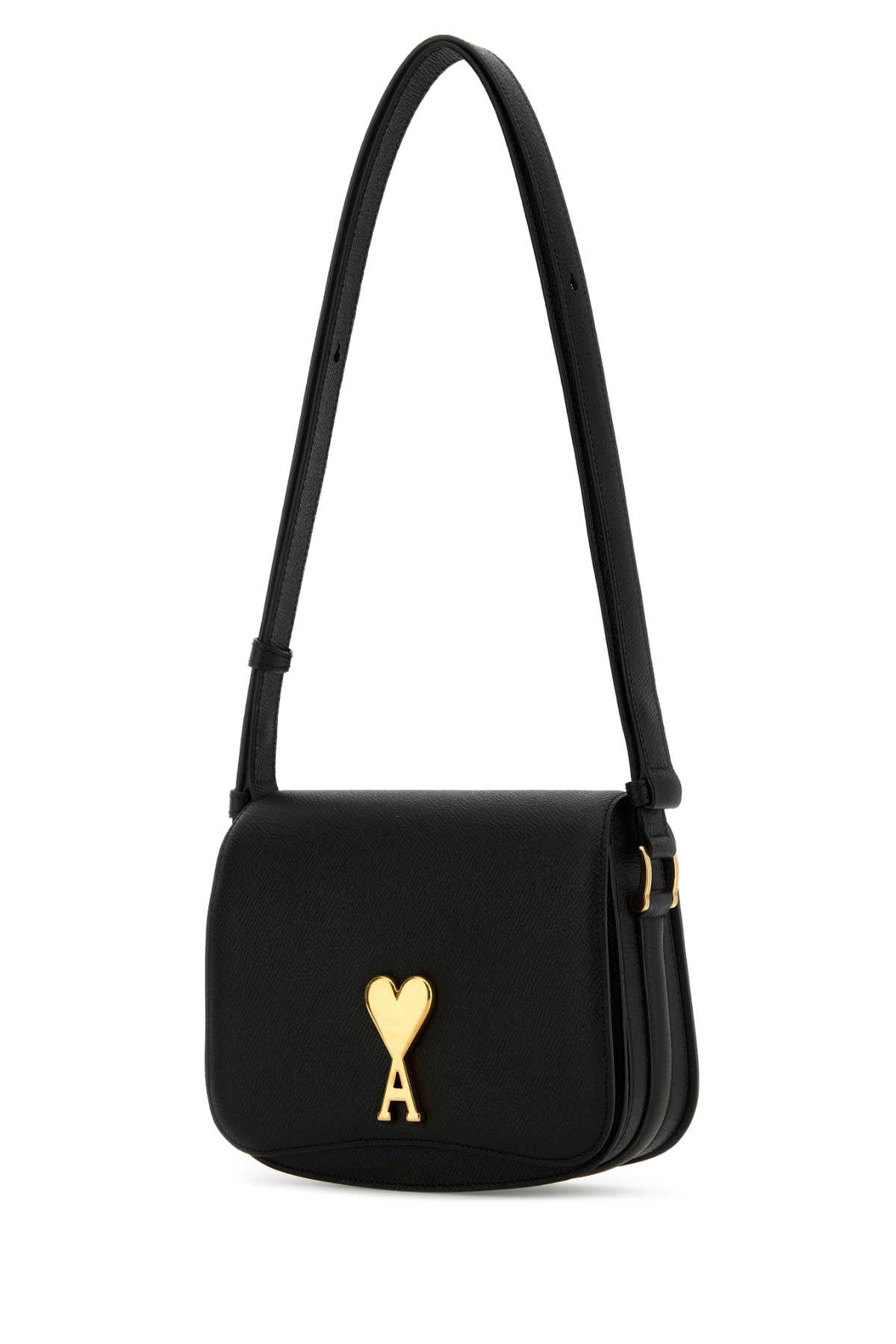 Shop Ami Alexandre Mattiussi Black Leather Shoulder Bag