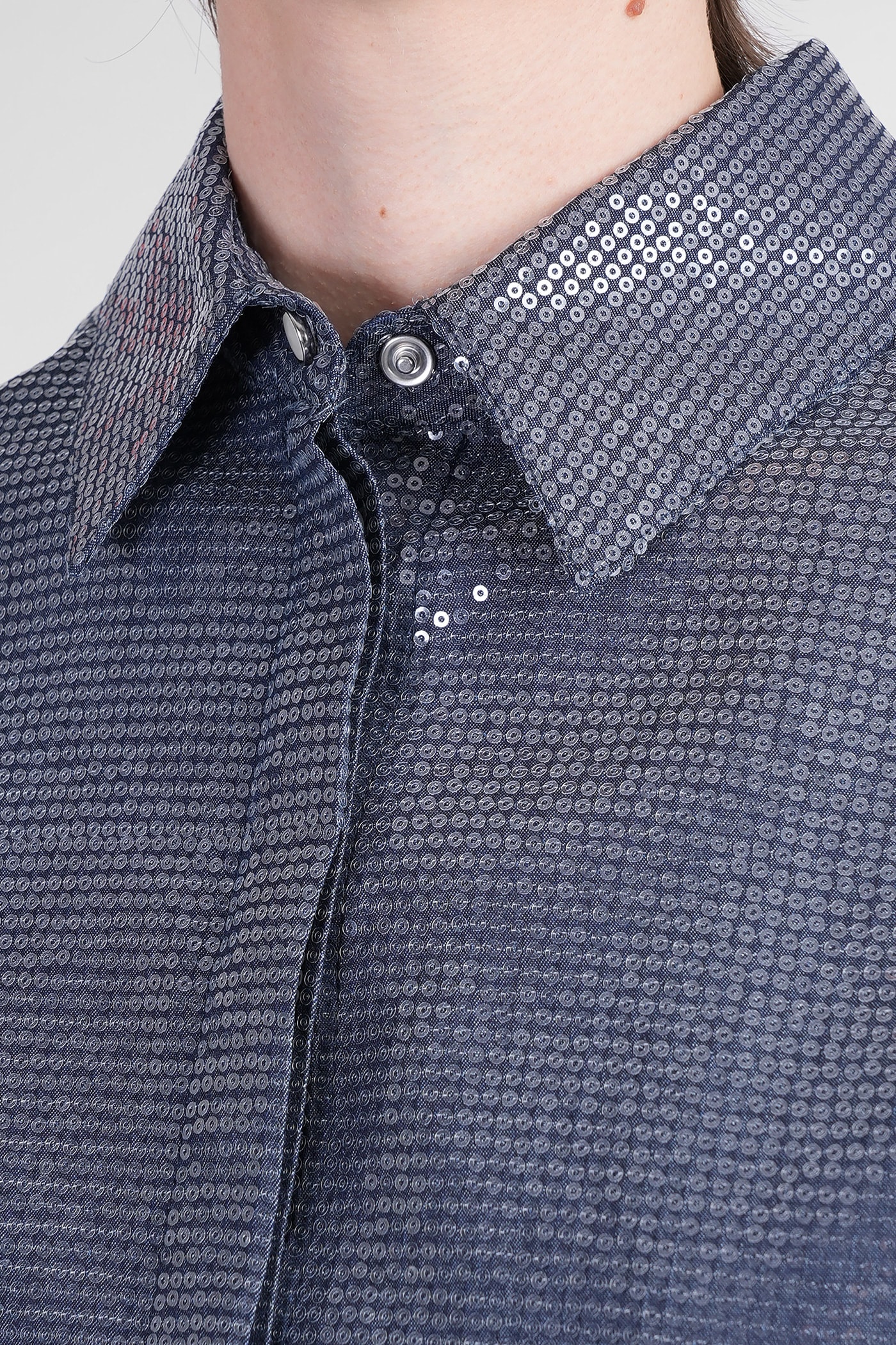 Mvp Wardrobe Cotton Blend Shirt With Allover Sequins