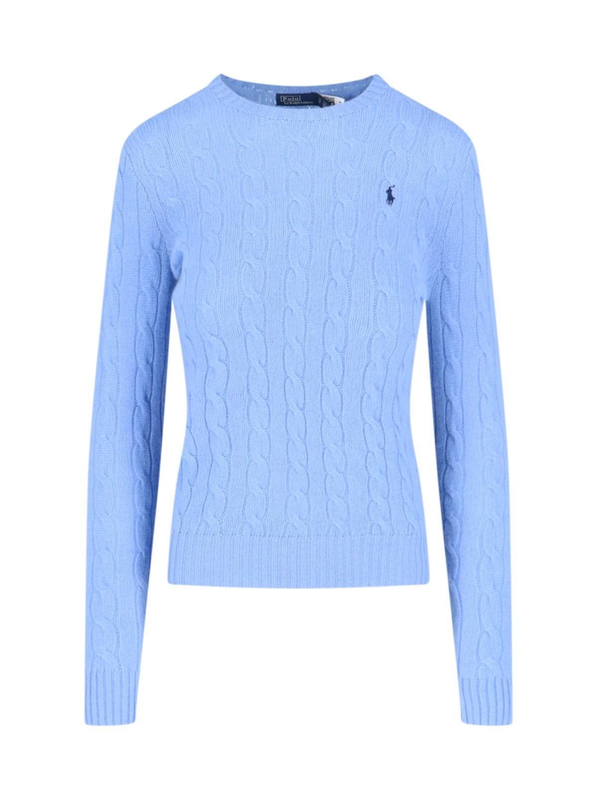 Shop Polo Ralph Lauren Logo Braid Sweater In Clear Blue