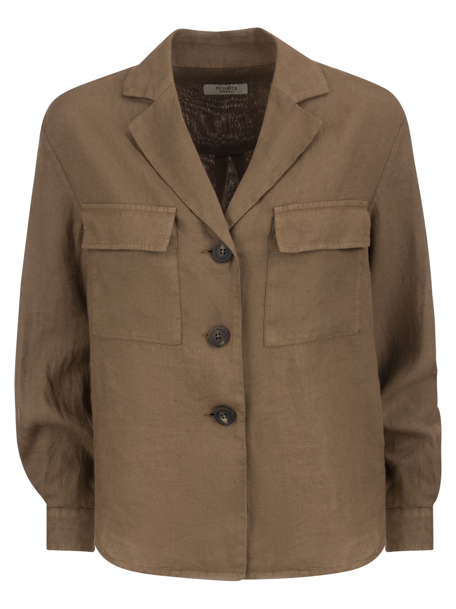 Peserico Wide Shirt In Flamed Linen Canvas