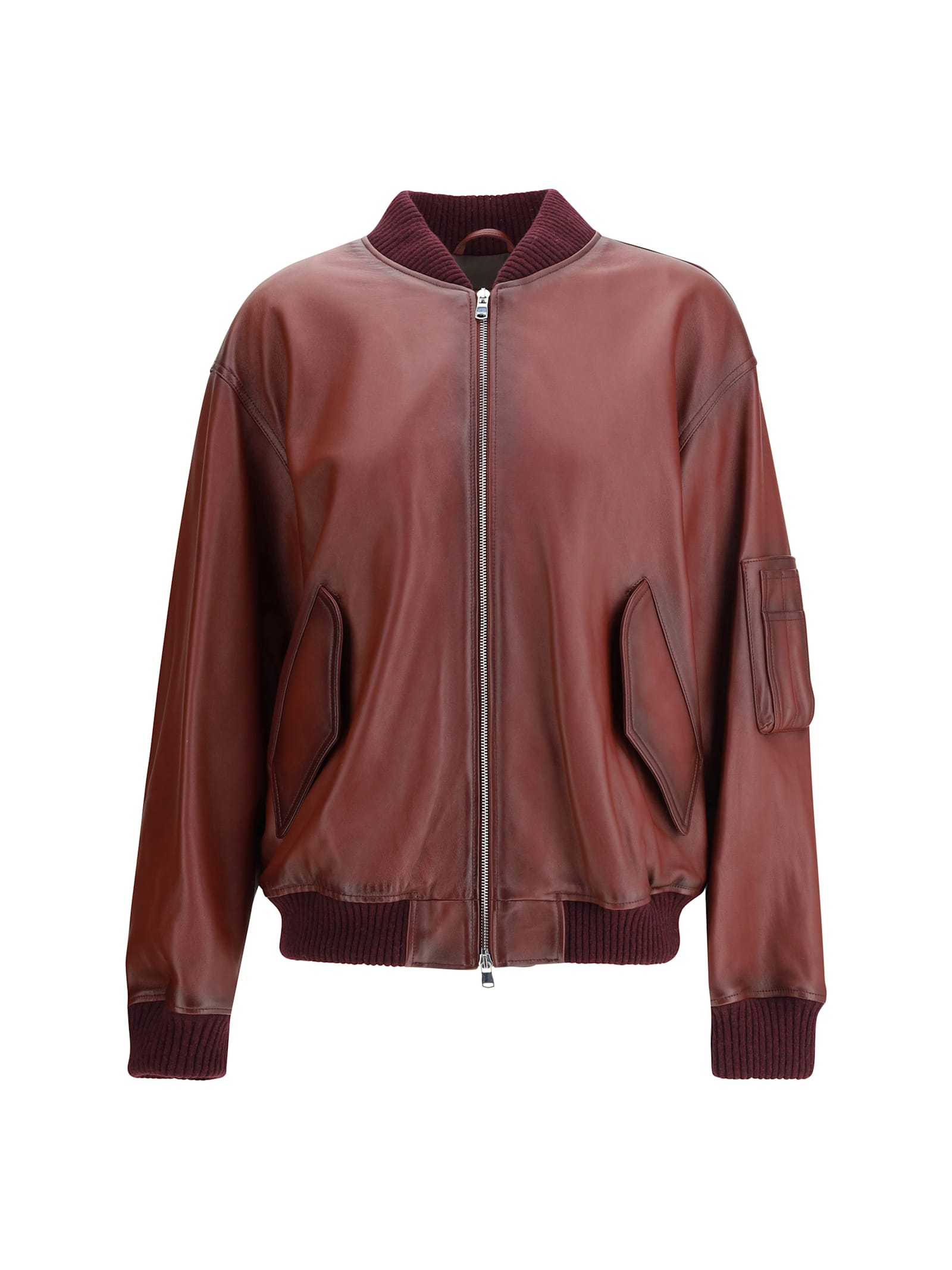 Valstar Pocket-detail Ribbed-cuff Bomber Jacket In Burgundy