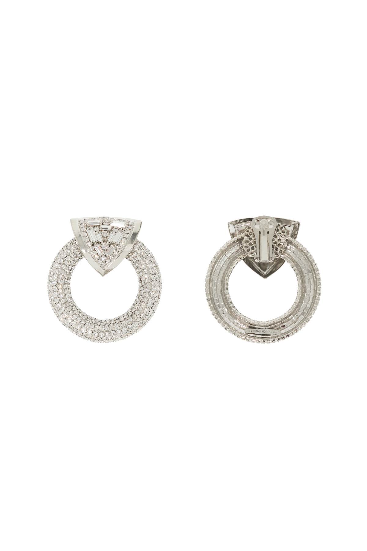 Shop Alessandra Rich Circle Earrings With Crystals In Cry-silver (silver)