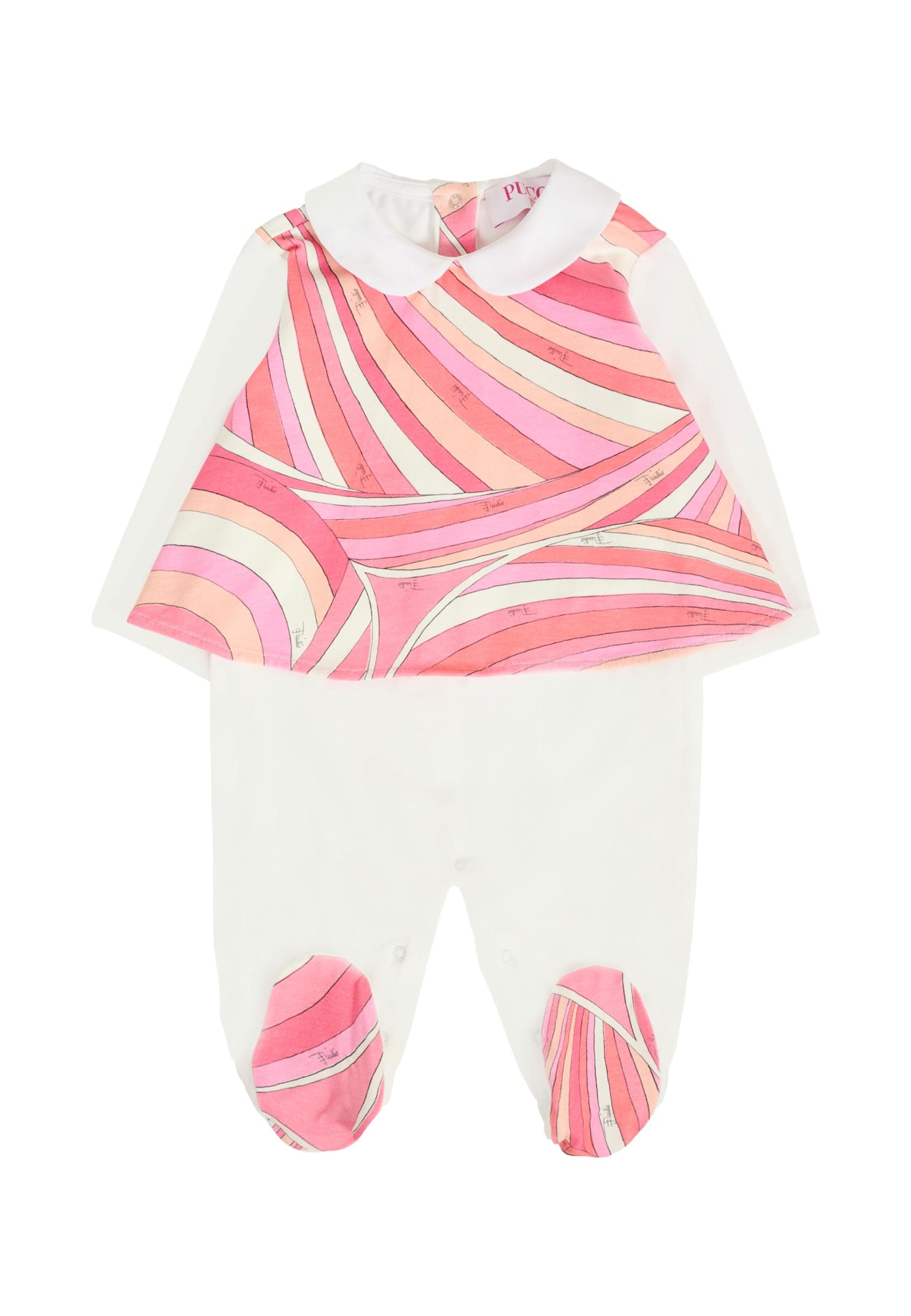 Pucci Pink Suit For Baby Girl With Print In Pink