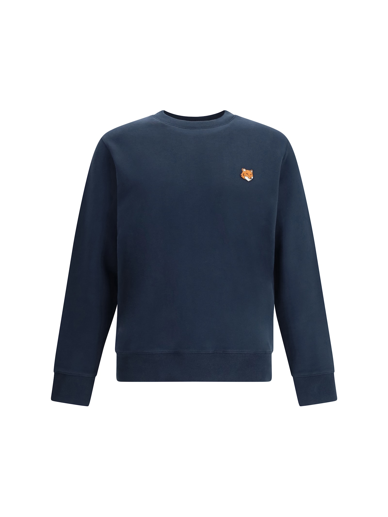 Maison Kitsuné Striped Cotton Sweatshirt Button-down Collar In Blue