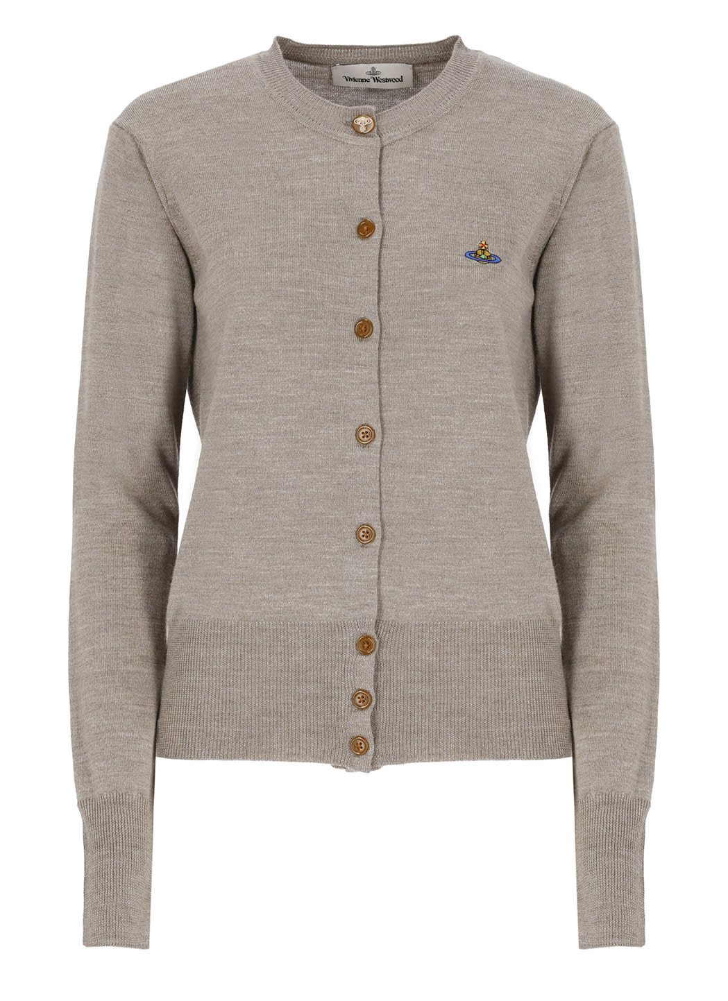 Vivienne Westwood Orb-embroidered Virgin-wool Cardigan In Grey