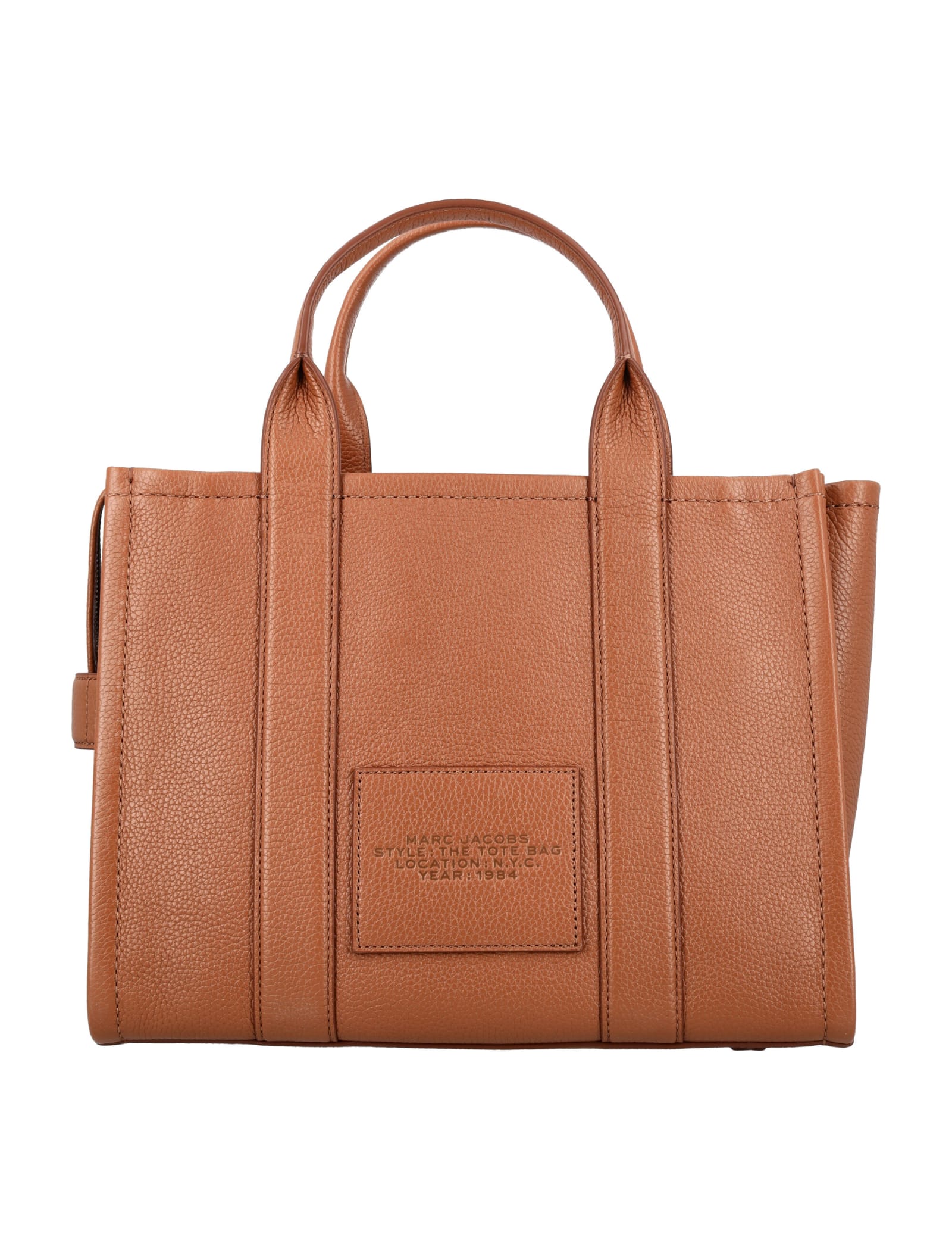 Shop Marc Jacobs The Leather Medium Tote Bag In Argan Oil