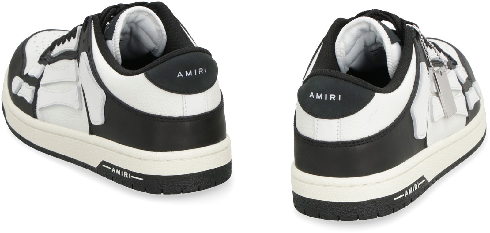 Shop Amiri Skel Leather Low Sneakers In Black