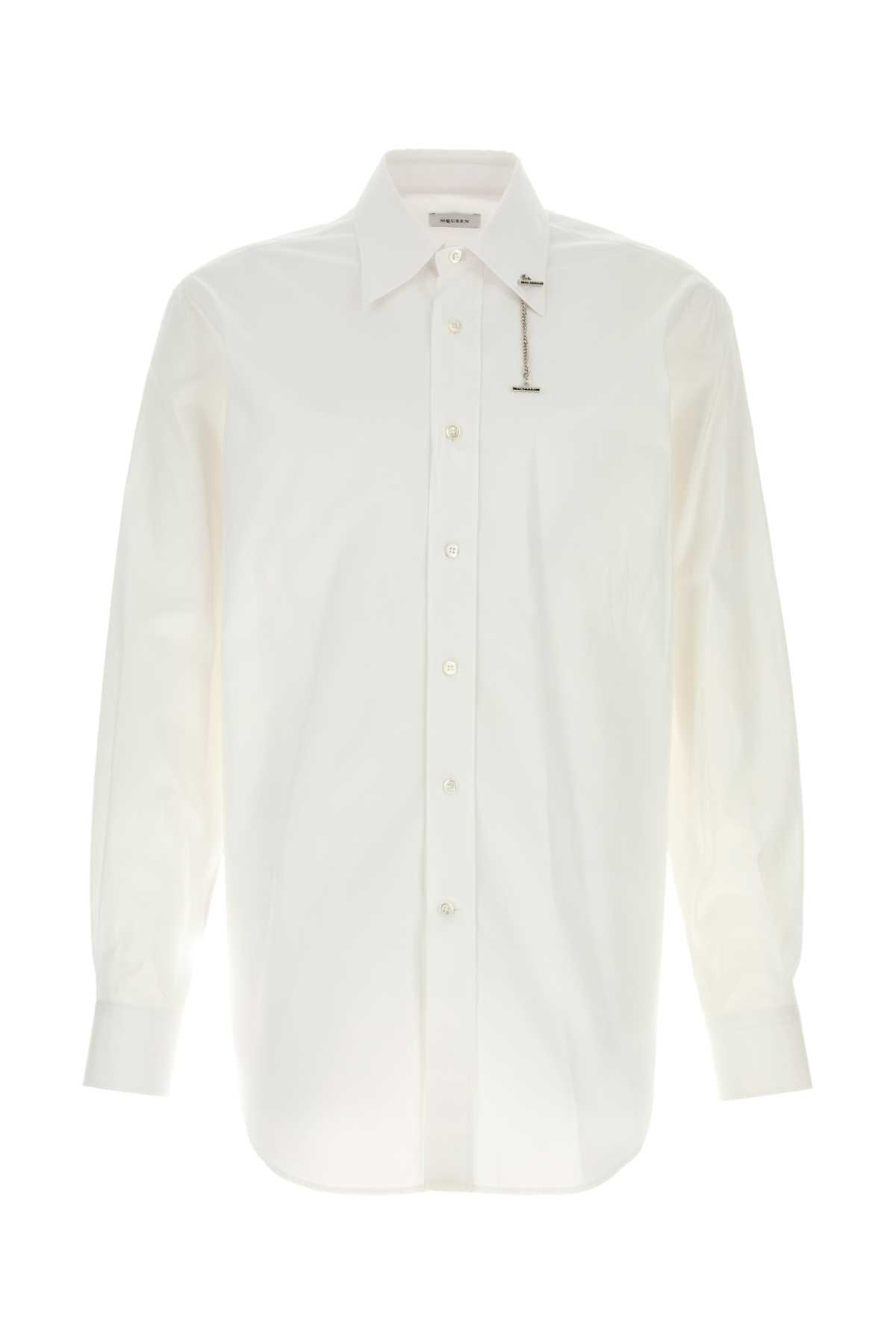 Shop Alexander Mcqueen White Poplin Shirt In Opticalwhite