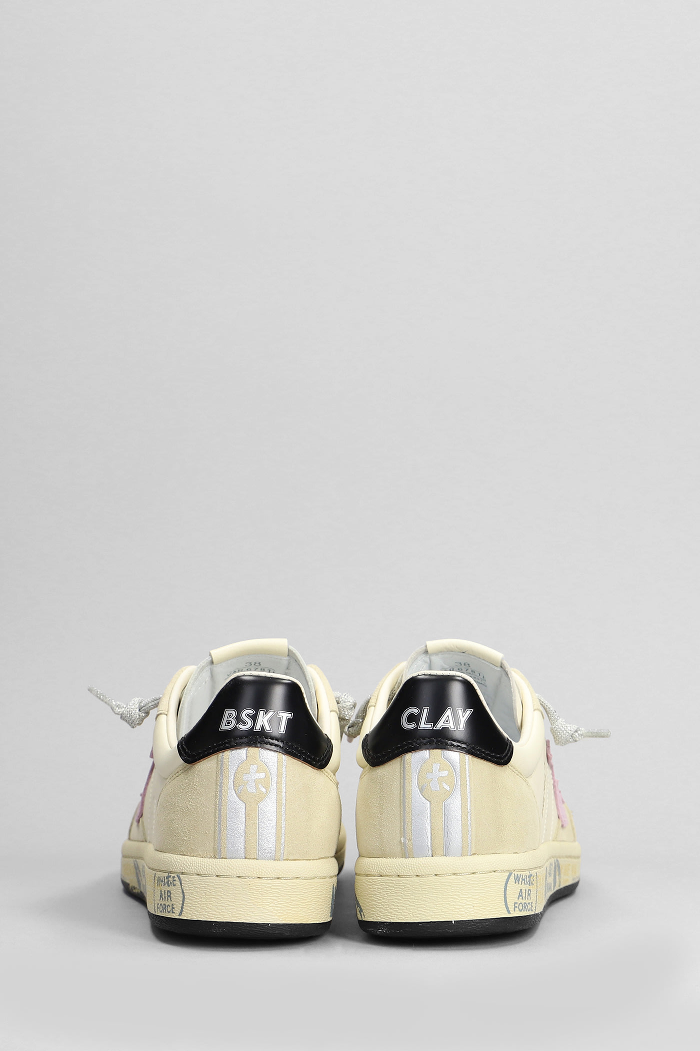 Shop Premiata Bskt Clay Sneakers In Beige Suede And Leather