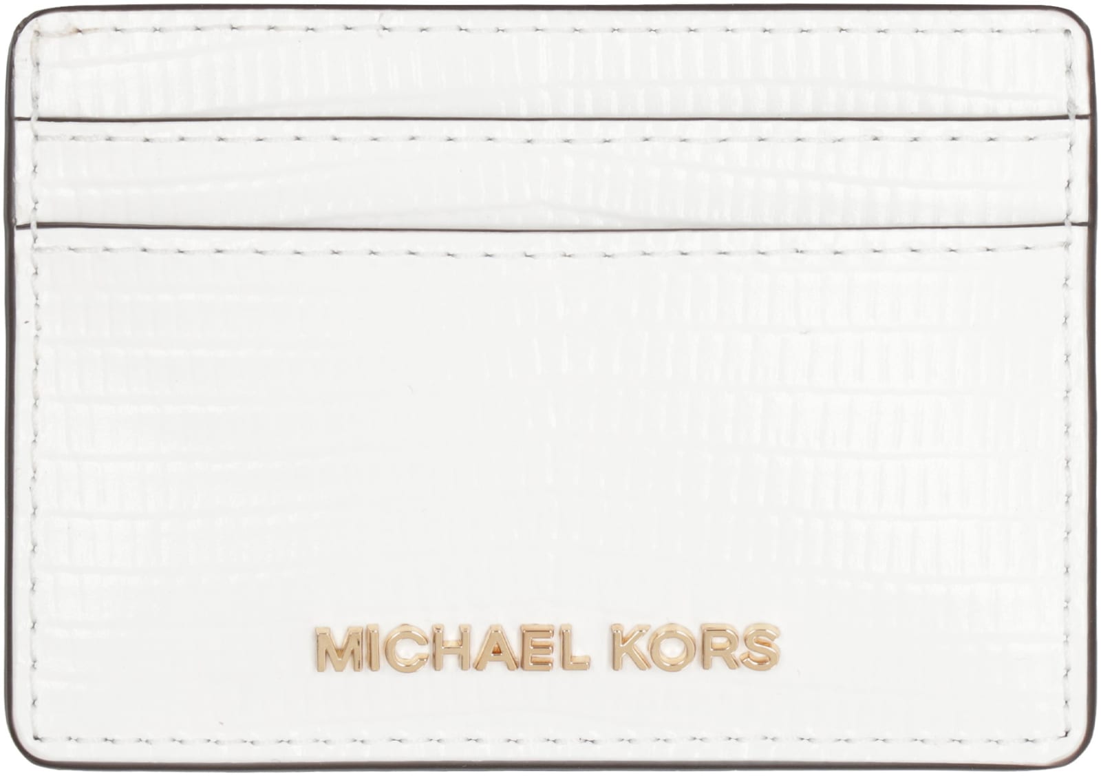 Shop Michael Michael Kors Jet Set Leather Card Holder In White