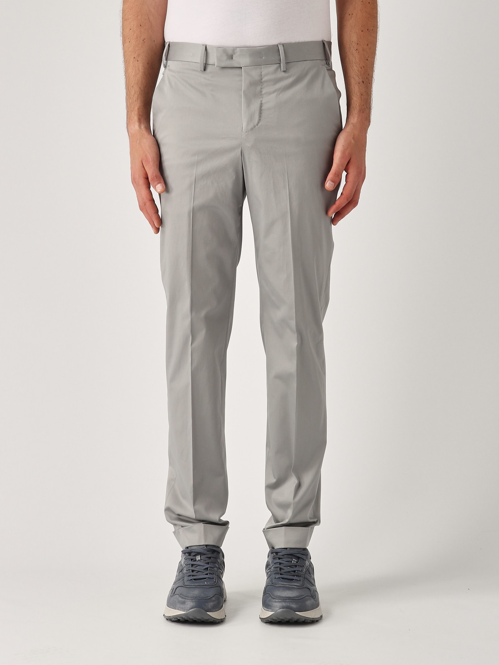 Shop Pt01 Pantalone Uomo Trousers In Grigio Perla