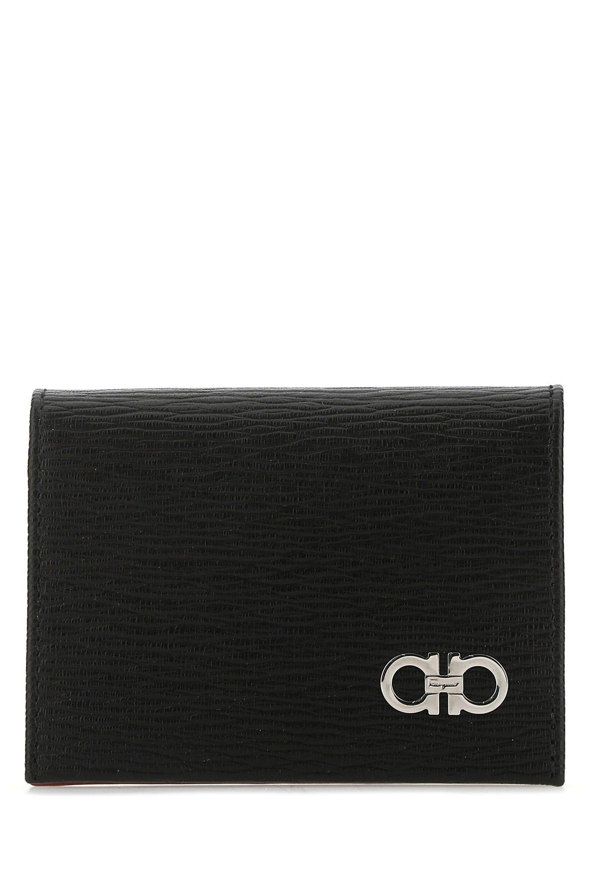 Shop Ferragamo Black Leather Card Holder