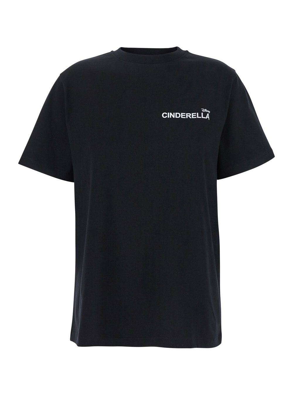 Coperni Cinderella Black T-shirt With Logo Printed On The Front And Print On The Back In Cotton Woman