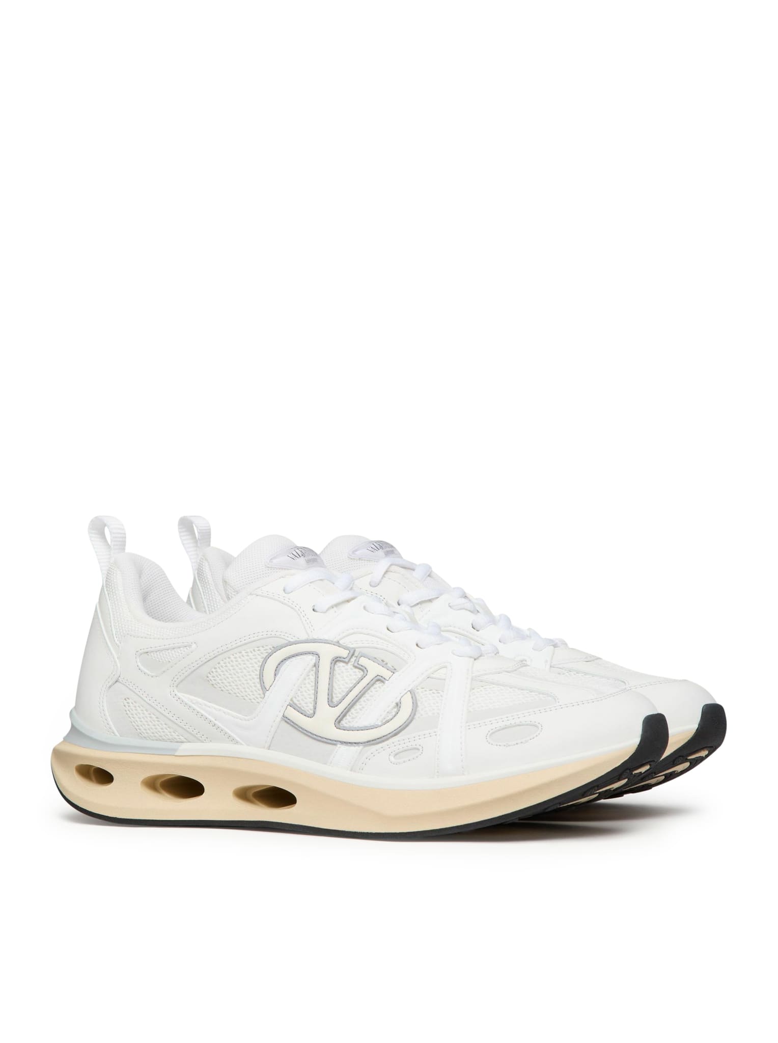 Shop Valentino Vlogo Easyjog Sneakers In Zgz White Ivory Grey