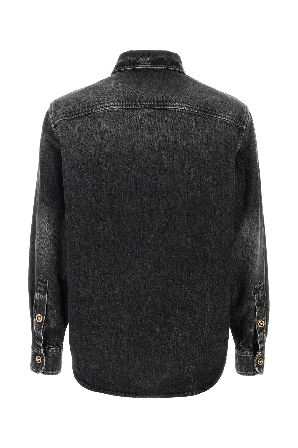Versace Button-up Denim Jacket In Mediumblack