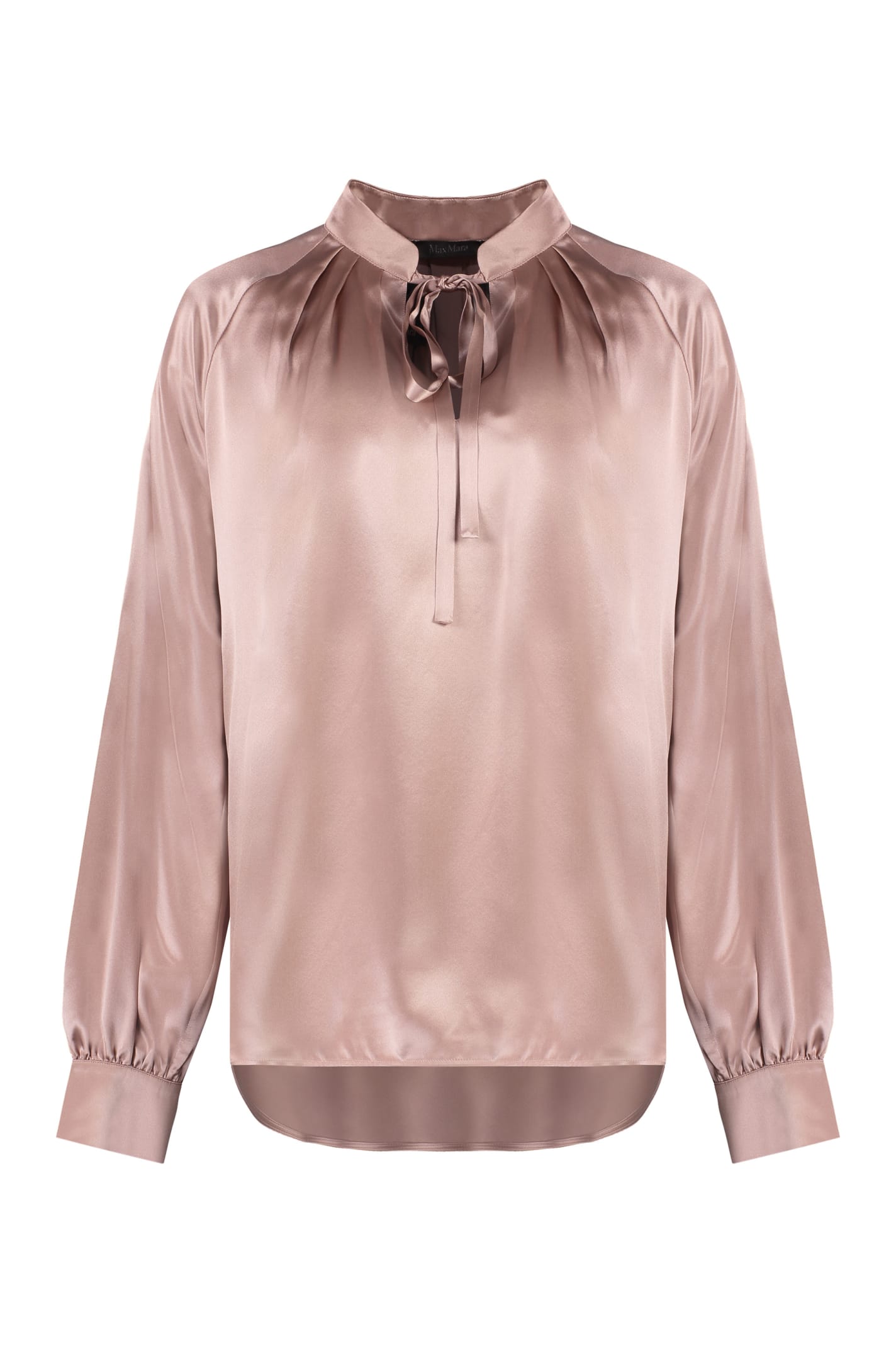 Shop Max Mara Tamigi Silk Blouse With Bow In Pink