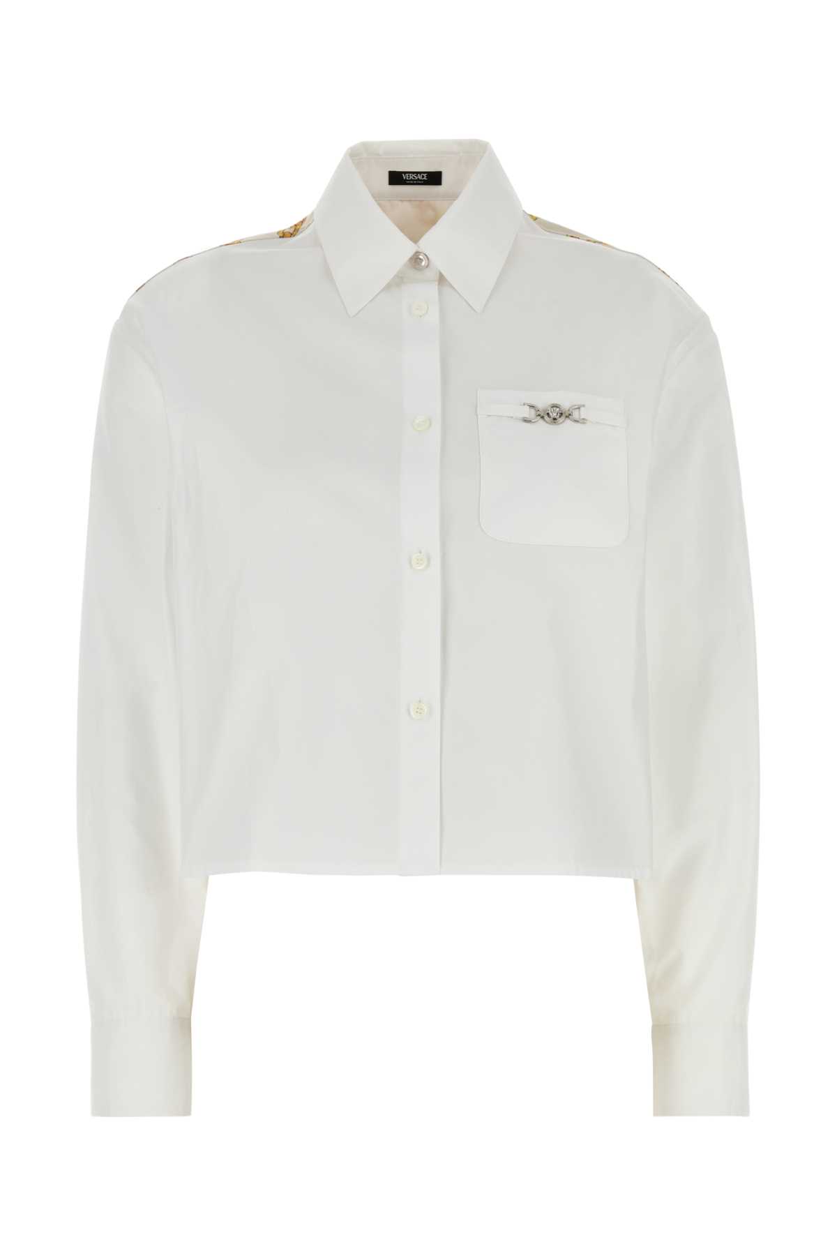 Versace White Poplin Shirt In Opticalwhite