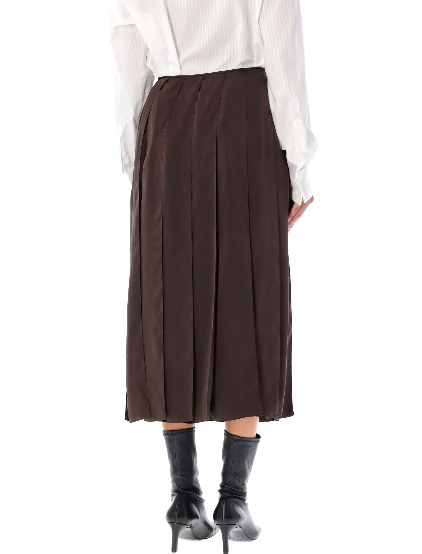 Shop Jw Anderson Ribbon Hem Midi Skirt In Chocolate Brown