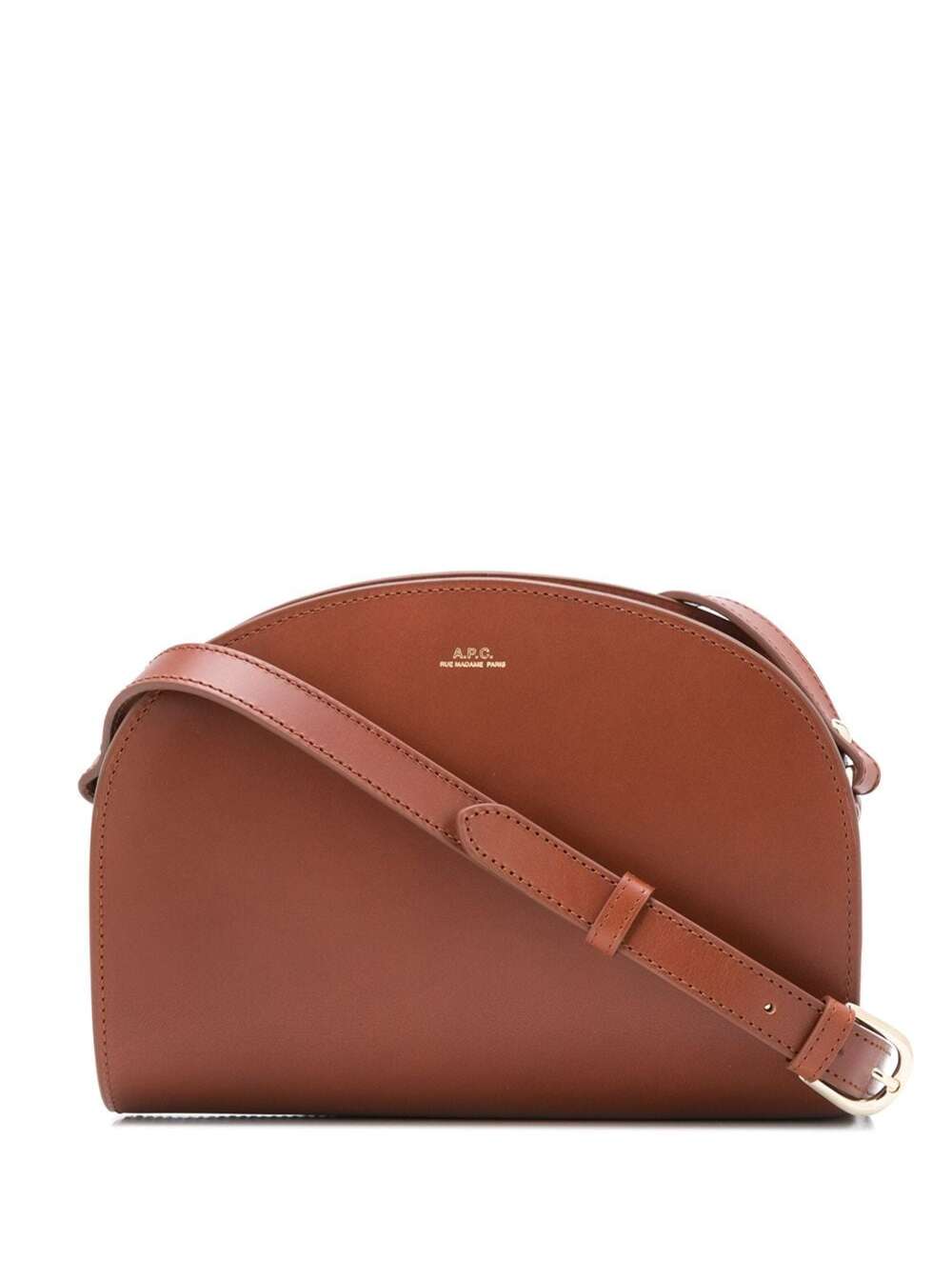 A.p.c. Womans Sac Demi Lune Brown Leather Crossbody Bag
