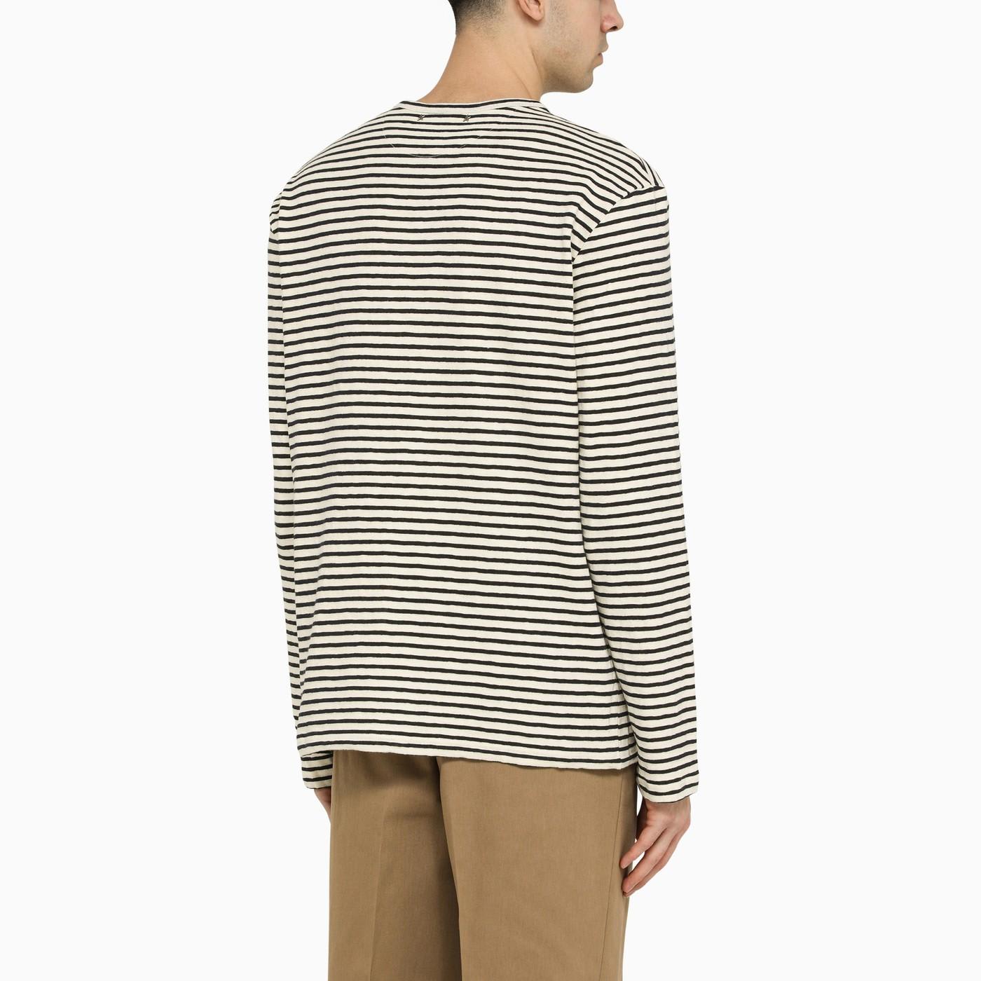 Shop Golden Goose Ivory And Blue Striped T-shirt In Multicolor