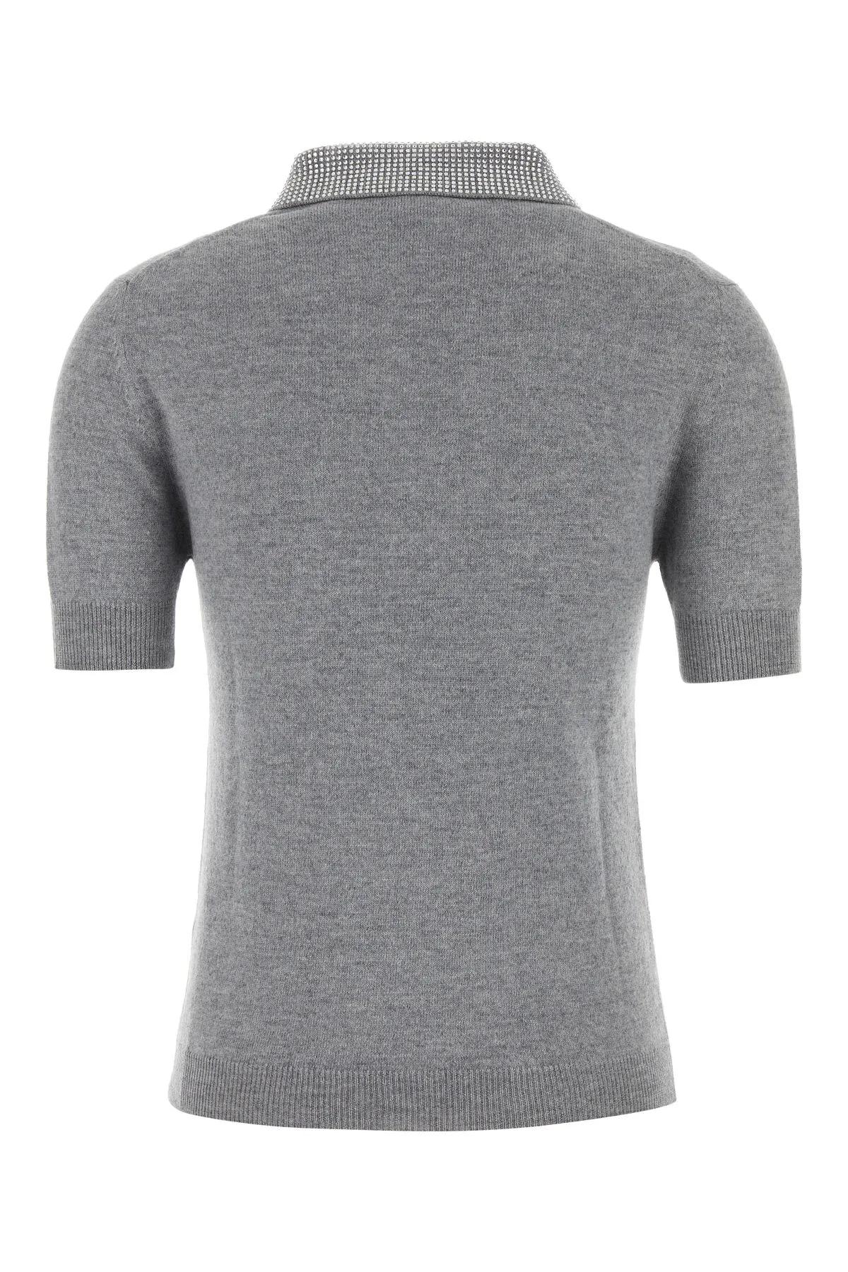 Shop Blumarine Grey Wool Blend Polo Shirt