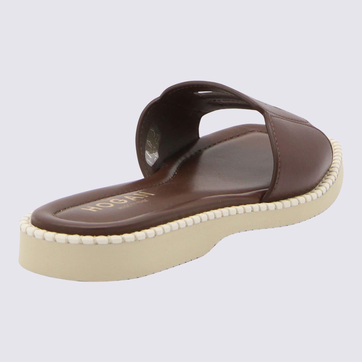 Hogan Brown Leather H638 Flat Sandals