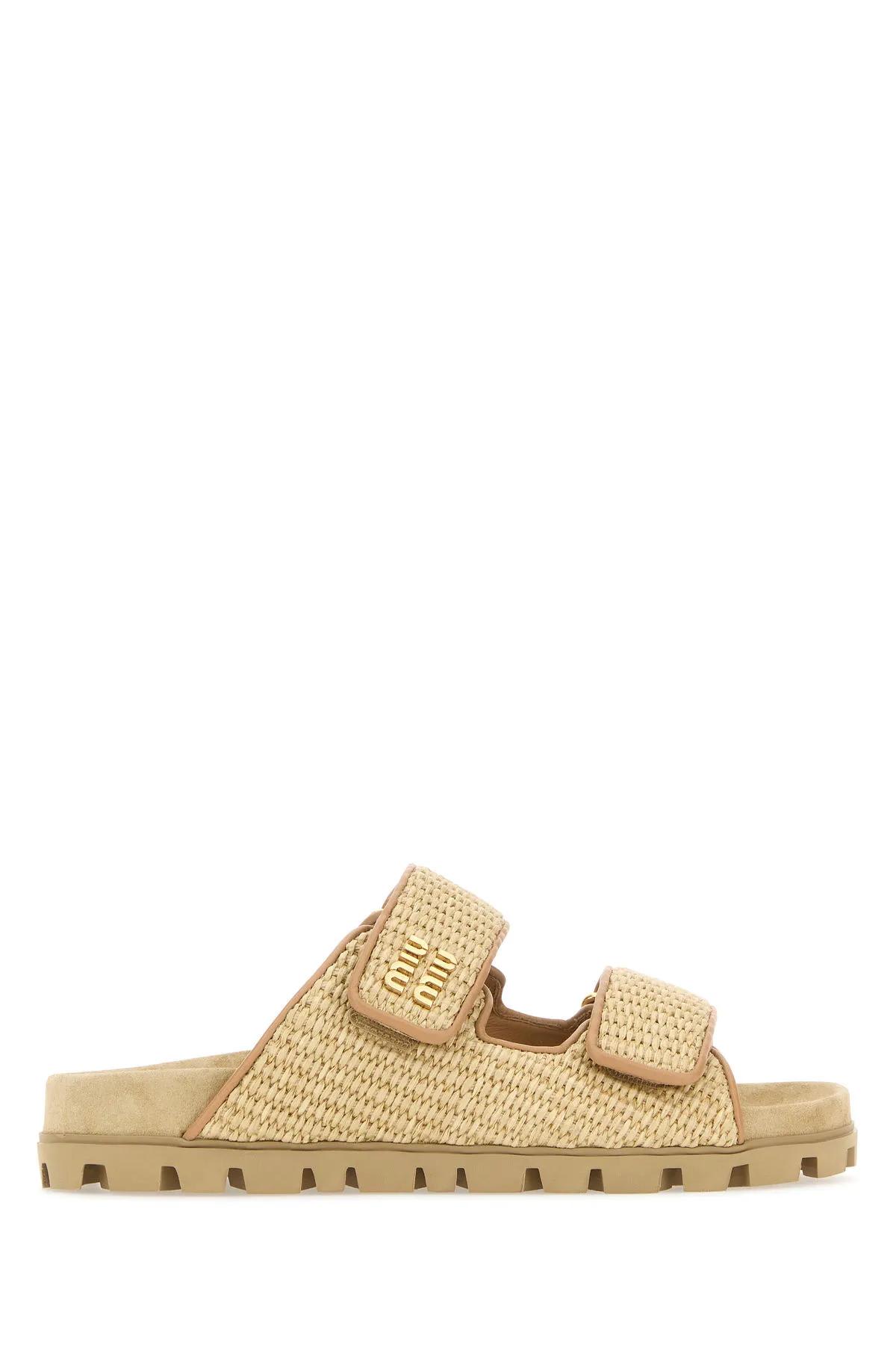 Miu Miu Raffia Slippers