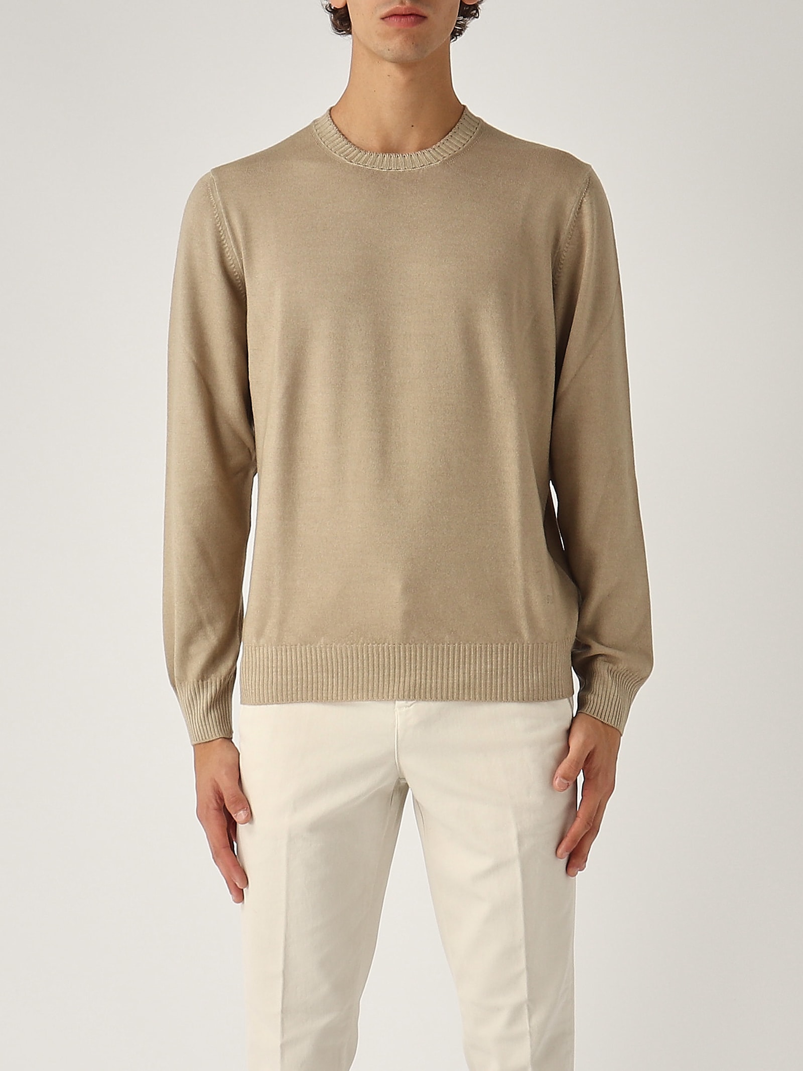 Shop Fay Girocollo Tinta In Capo Sweater In Beige