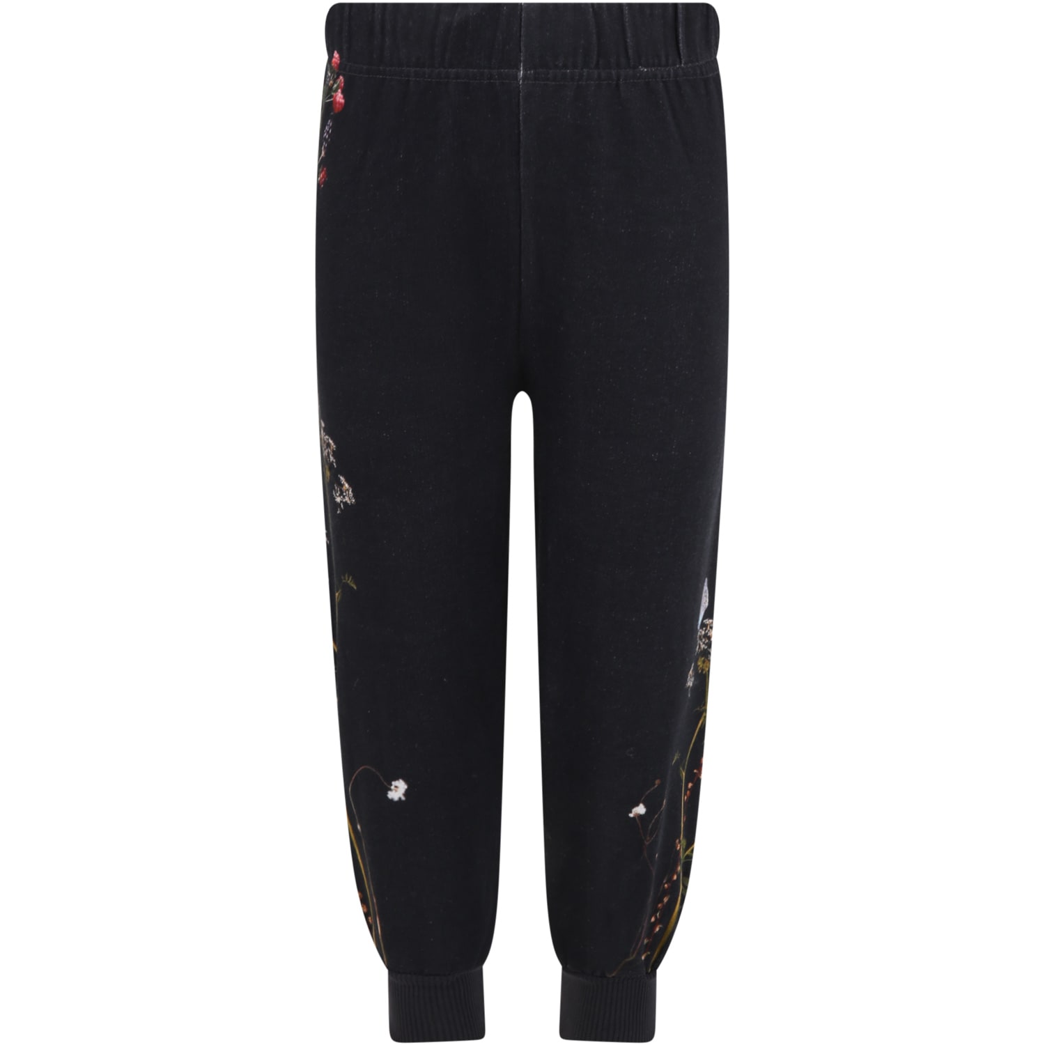 Molo Black Sweatpant For Girl With Prints