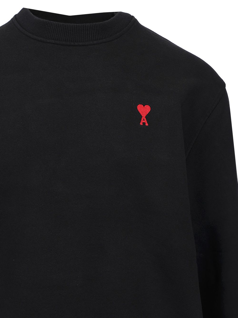 Ami Alexandre Mattiussi Ami Paris Ami De Coeur Wool Crewneck Sweater In Black