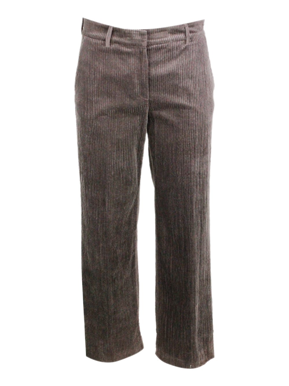 Antonelli Brown Trousers With Belt Loops In Velvet Woman In Brown